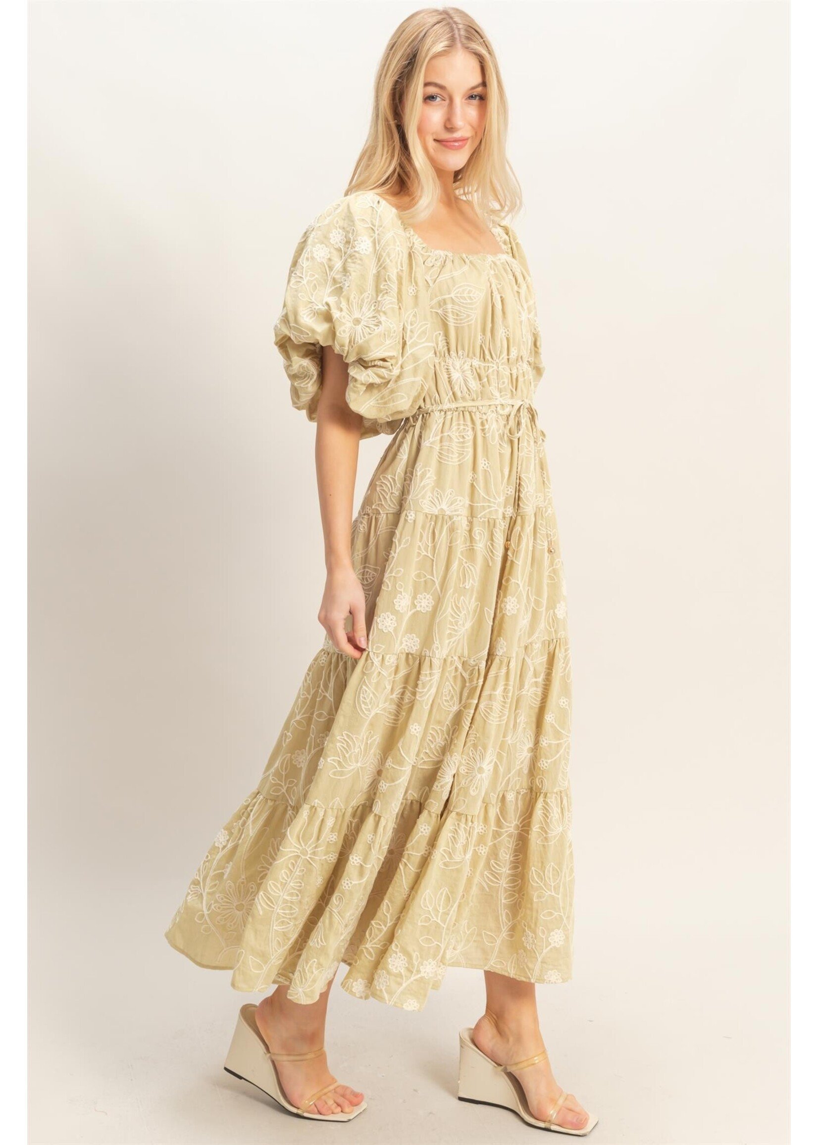 HYFVE Floral Puff Sleeve Midi Dress - HF26C777-D