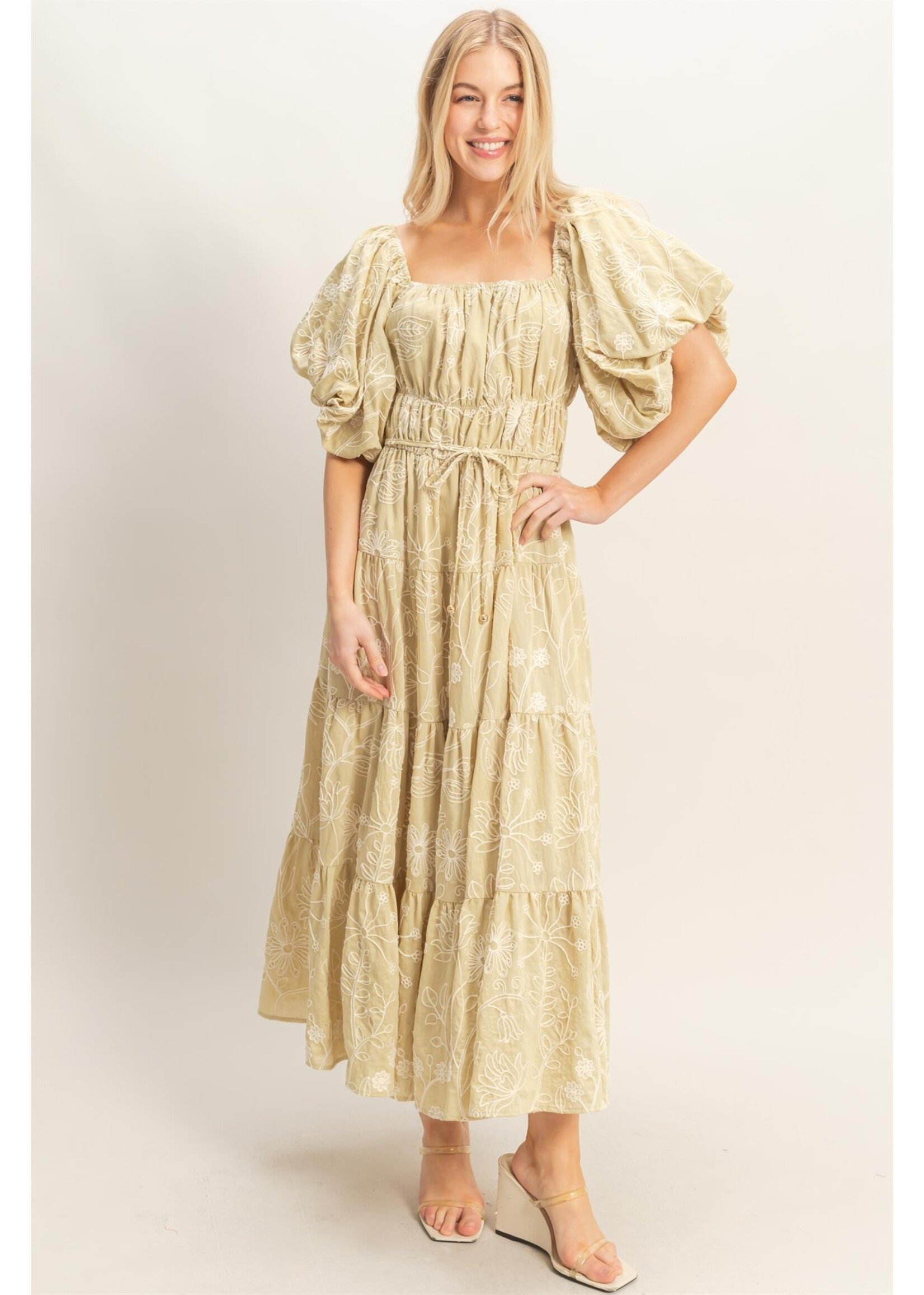 HYFVE Floral Puff Sleeve Midi Dress - HF26C777-D