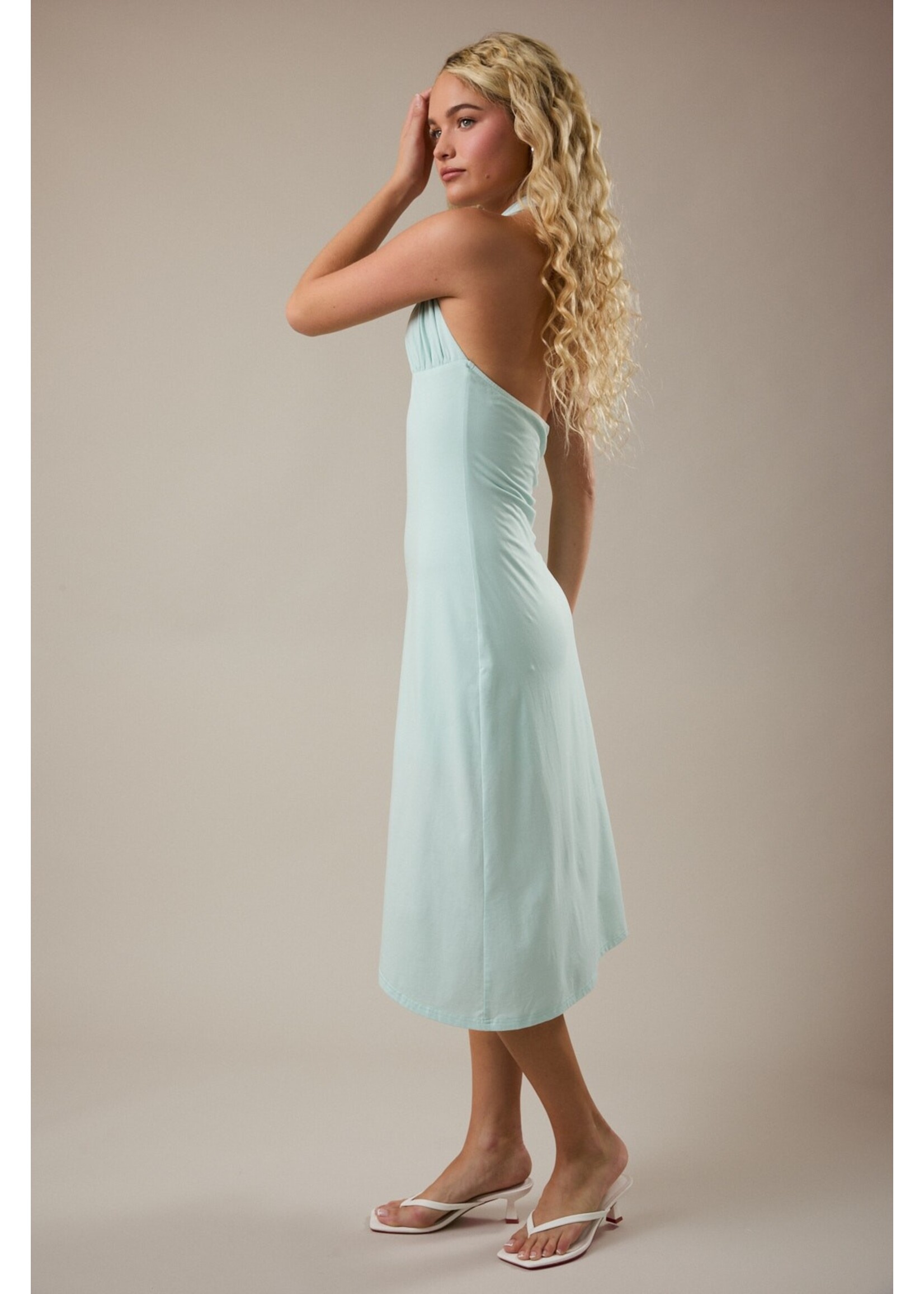 Le Lis Midi Halter Neck Dress with Ruffle Detail - PD7226