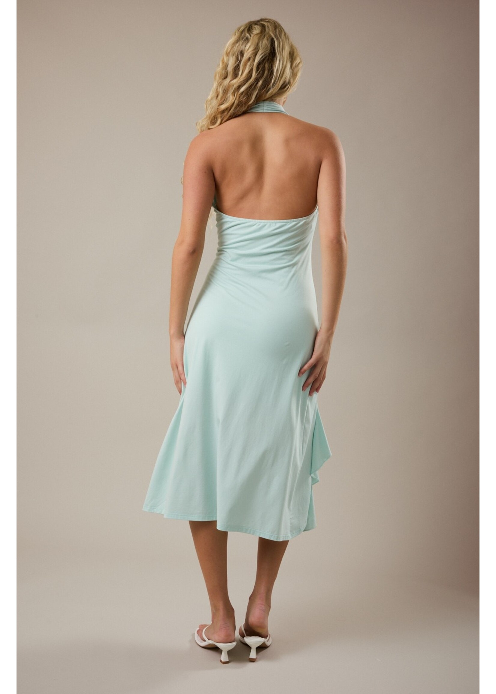 Le Lis Midi Halter Neck Dress with Ruffle Detail - PD7226