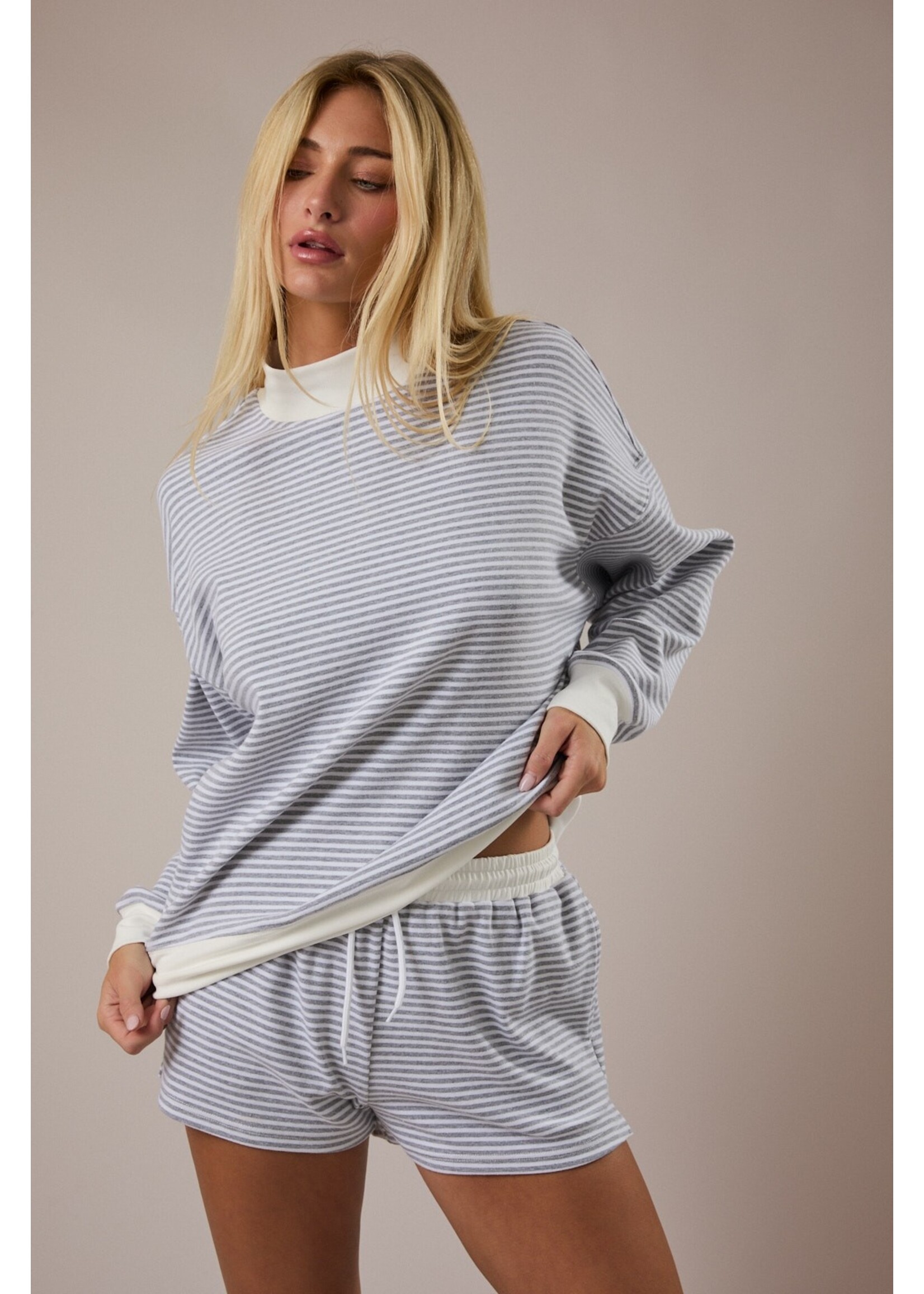 Le Lis Mock Neck Stripe Sweatshirt - PT6947-4