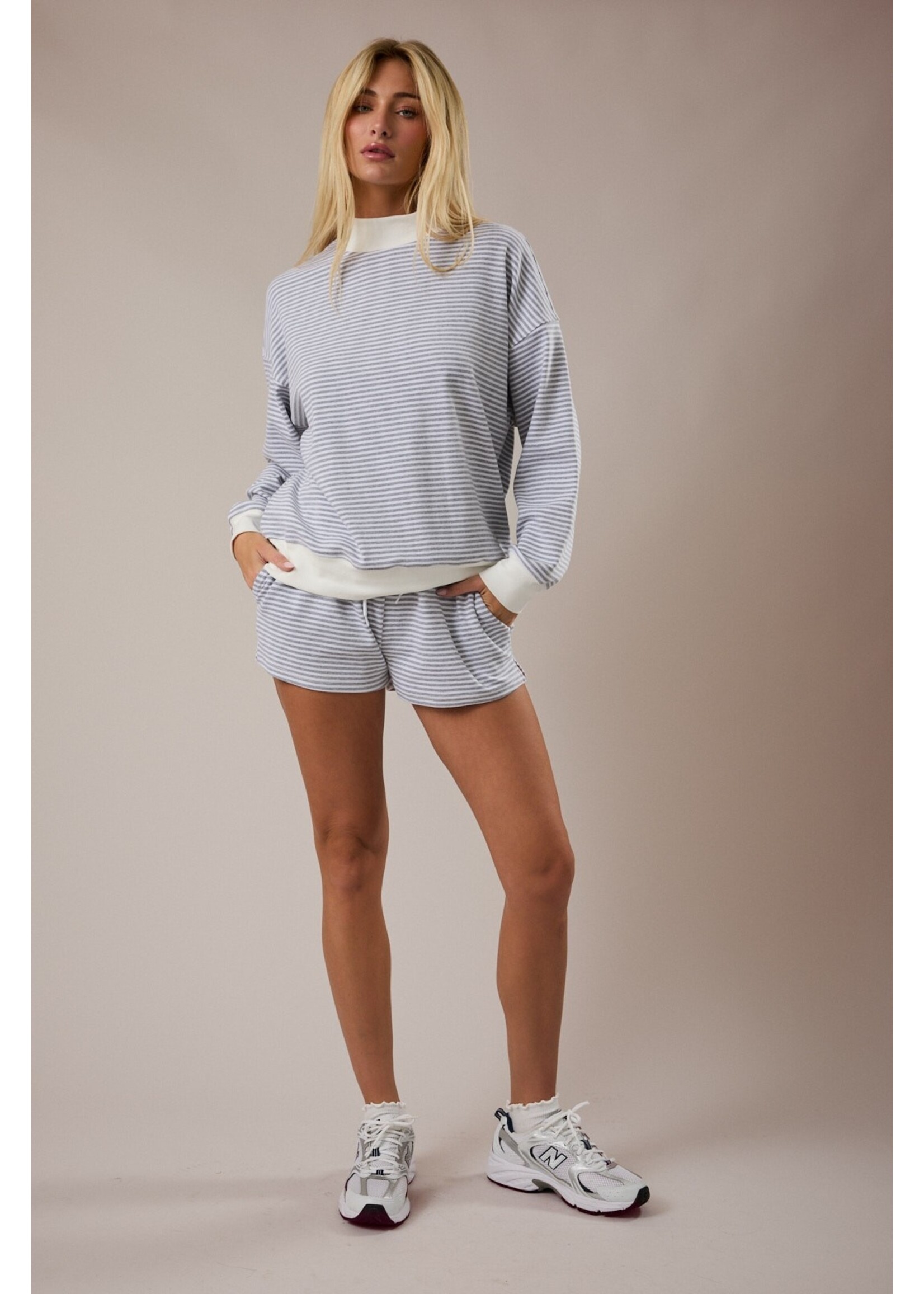 Le Lis Mock Neck Stripe Sweatshirt - PT6947-4