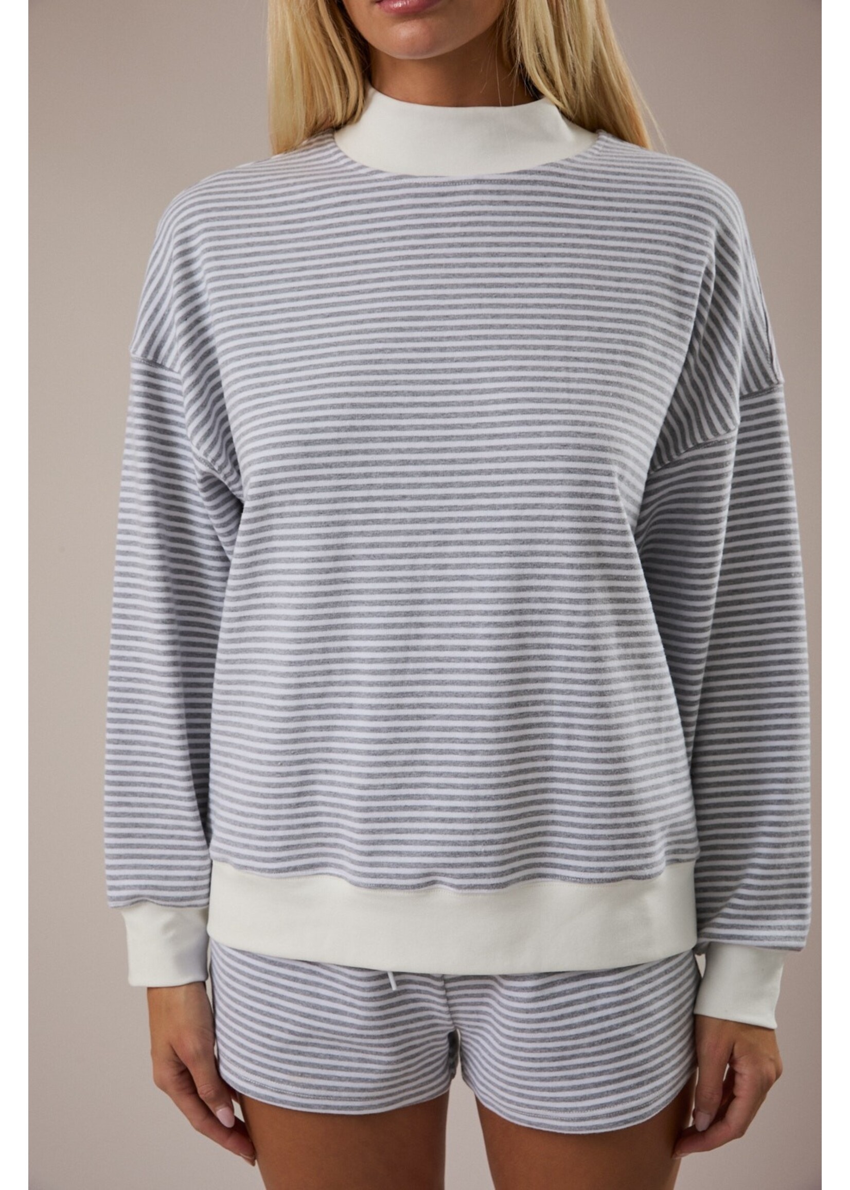 Le Lis Mock Neck Stripe Sweatshirt - PT6947-4
