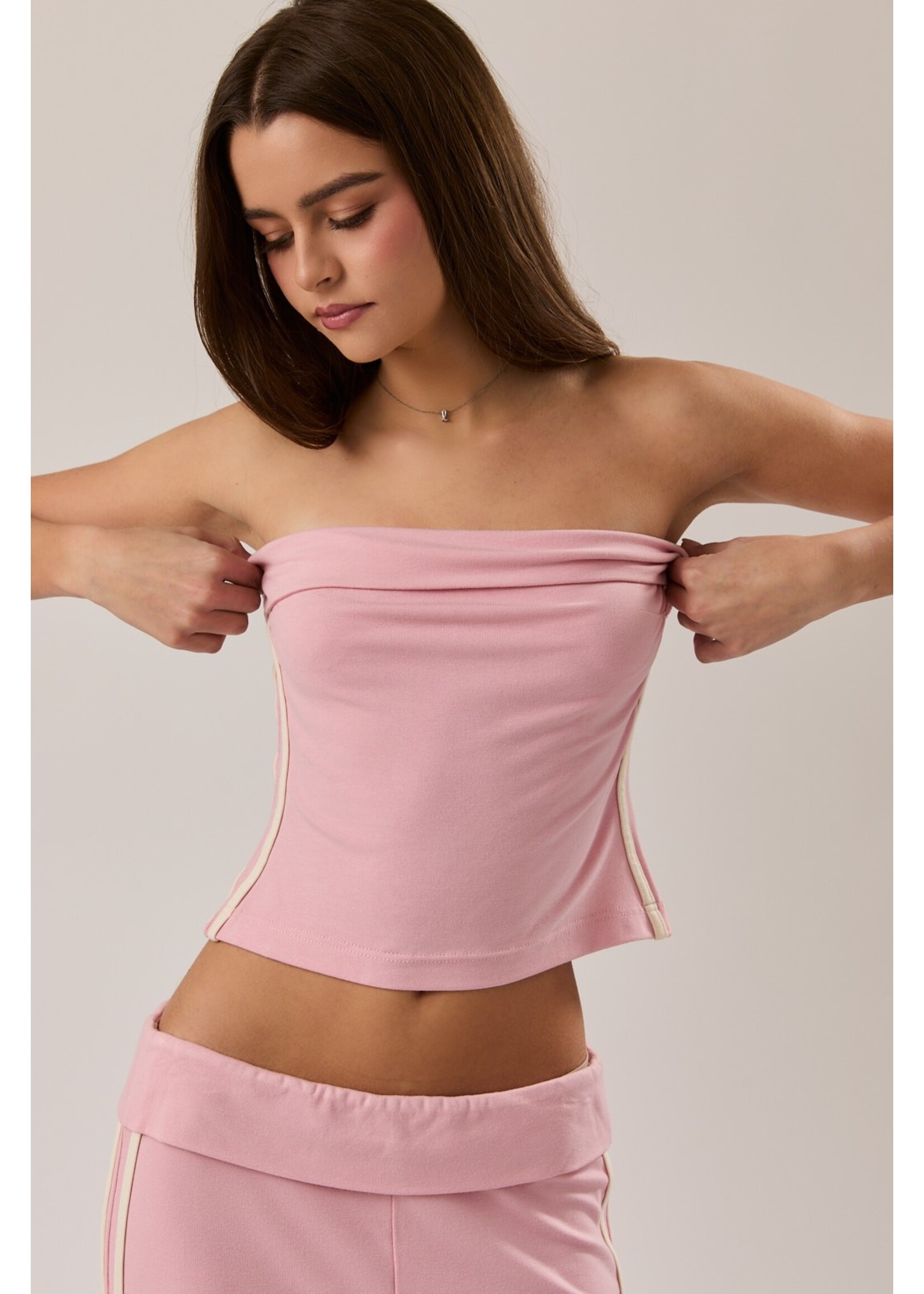 Le Lis Folded Neck Knit Tube Top - ST3553