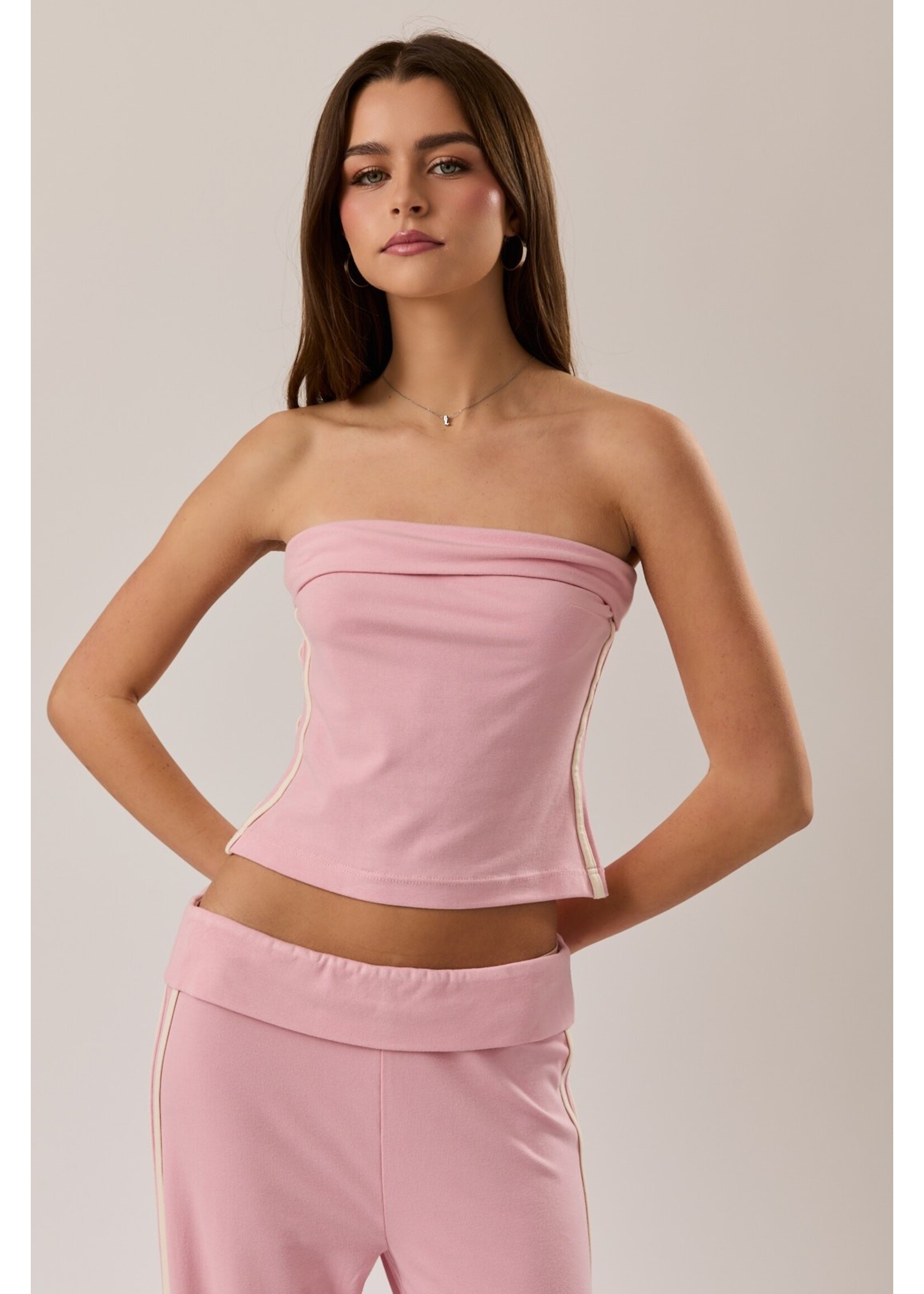 Le Lis Folded Neck Knit Tube Top - ST3553