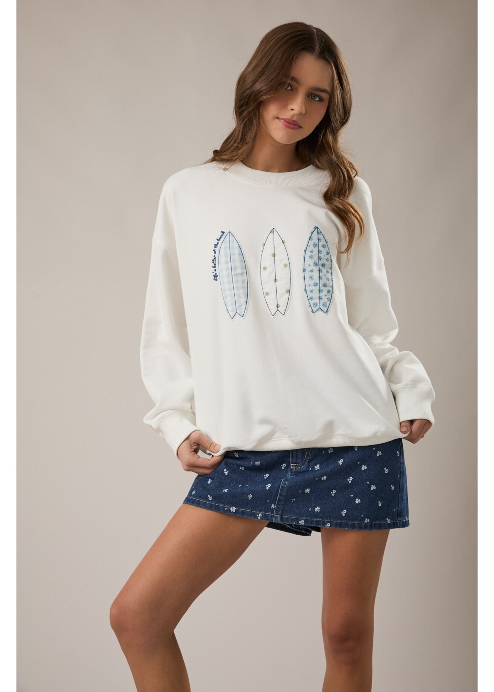 Le Lis Boat Patchwork Printed Sweatshirt - IT5408-5
