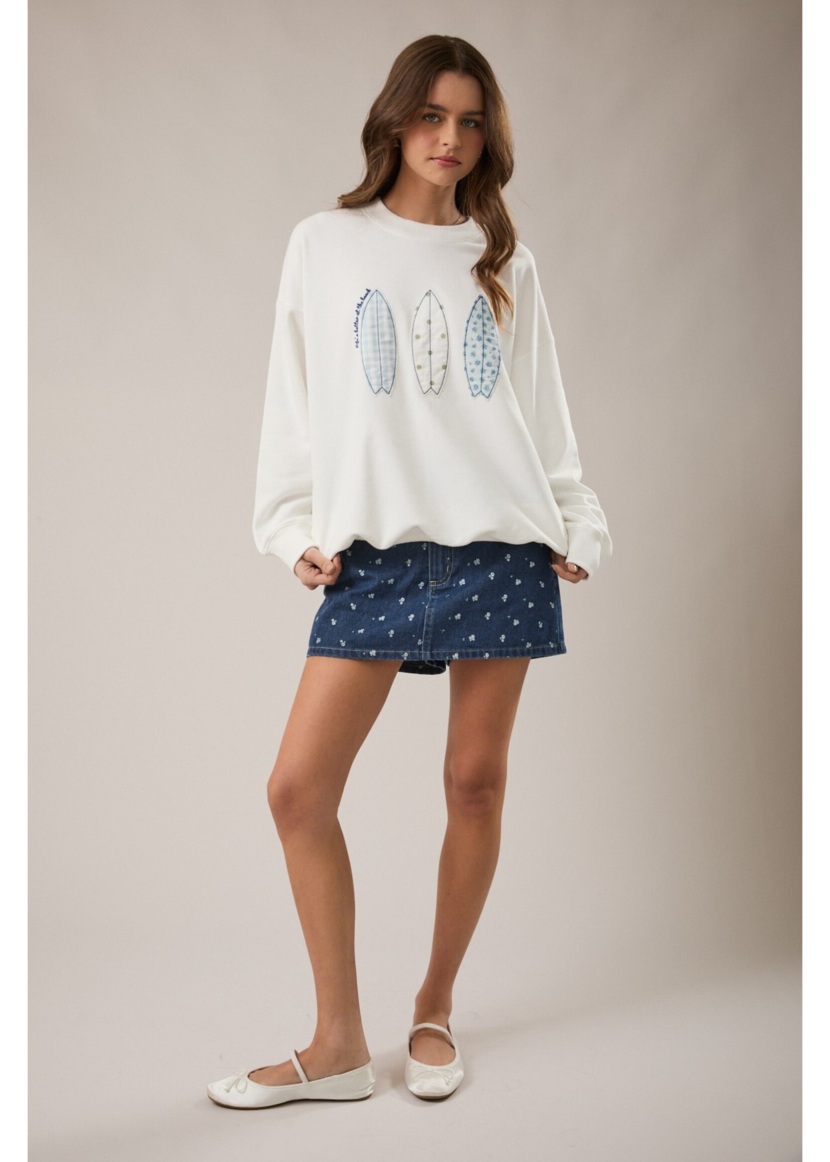 Le Lis Boat Patchwork Printed Sweatshirt - IT5408-5