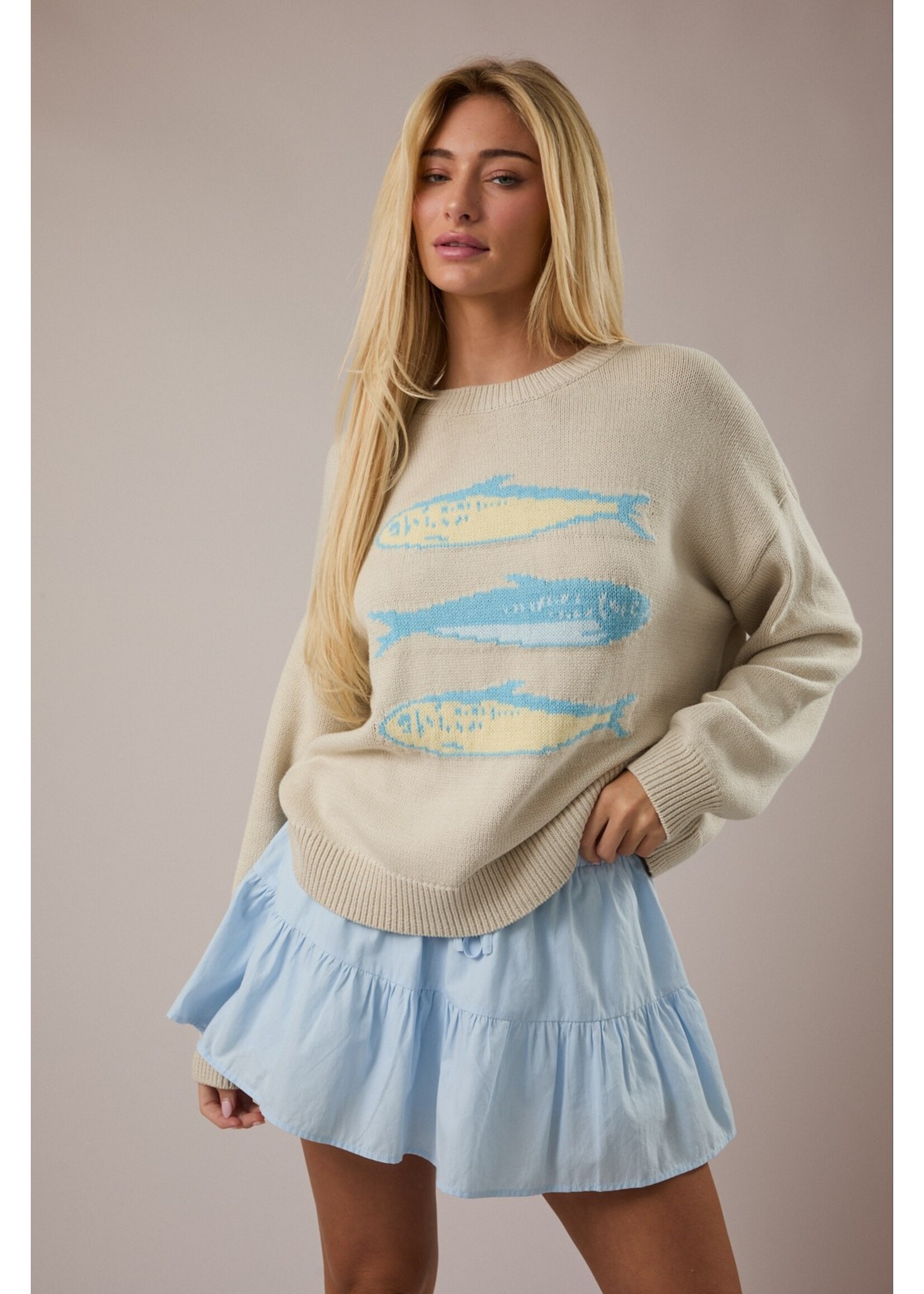 Le Lis Round Neck 3 Sardines Sweater - SWT3466