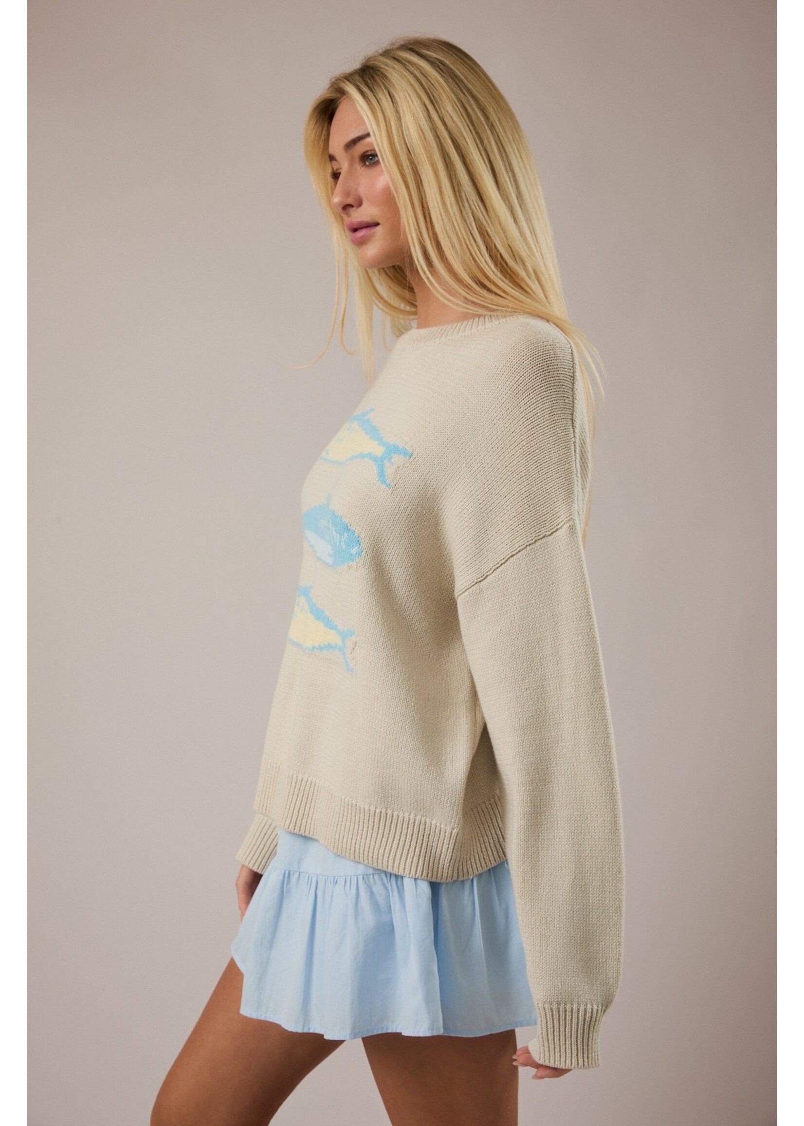 Le Lis Round Neck 3 Sardines Sweater - SWT3466