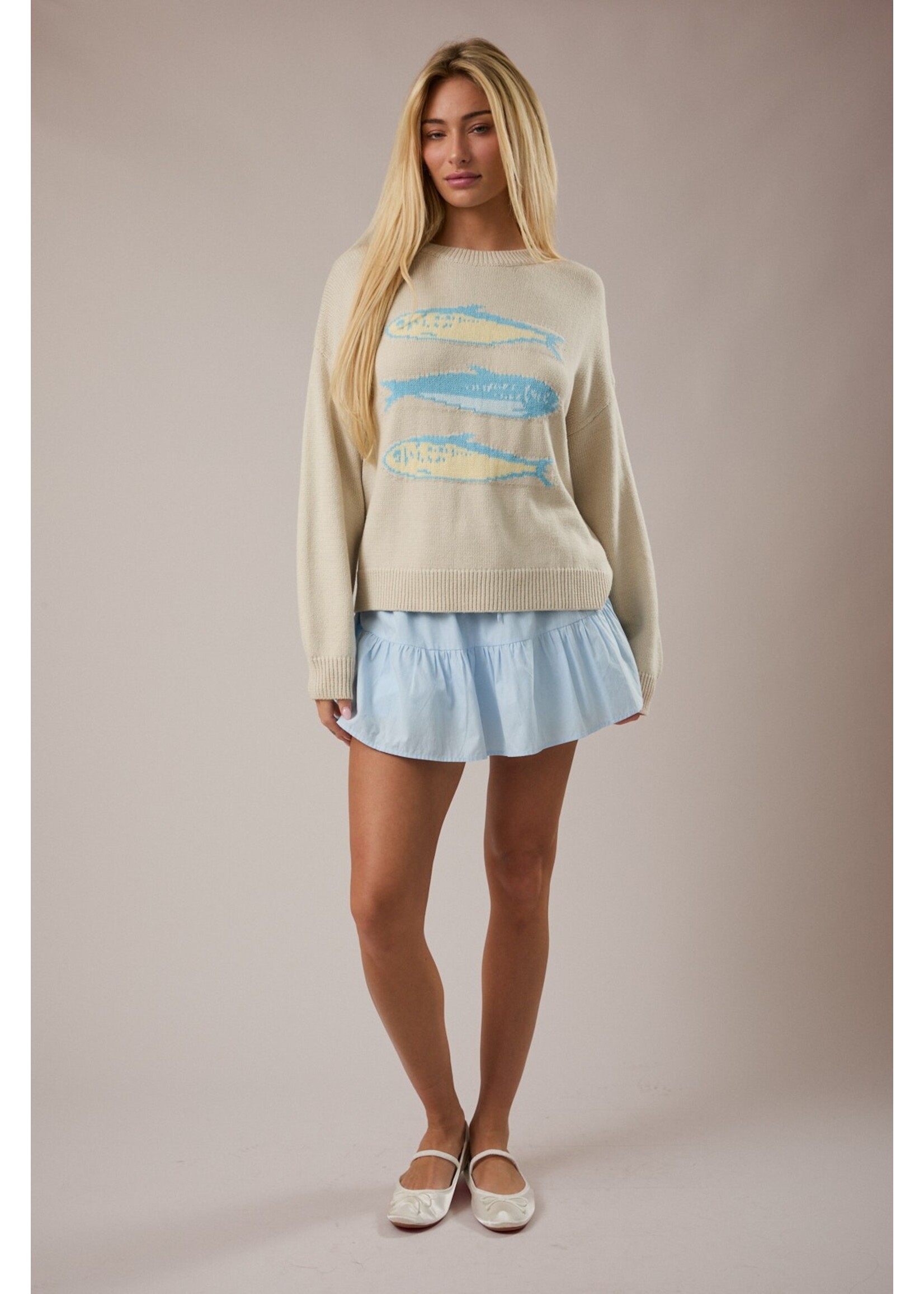 Le Lis Round Neck 3 Sardines Sweater - SWT3466