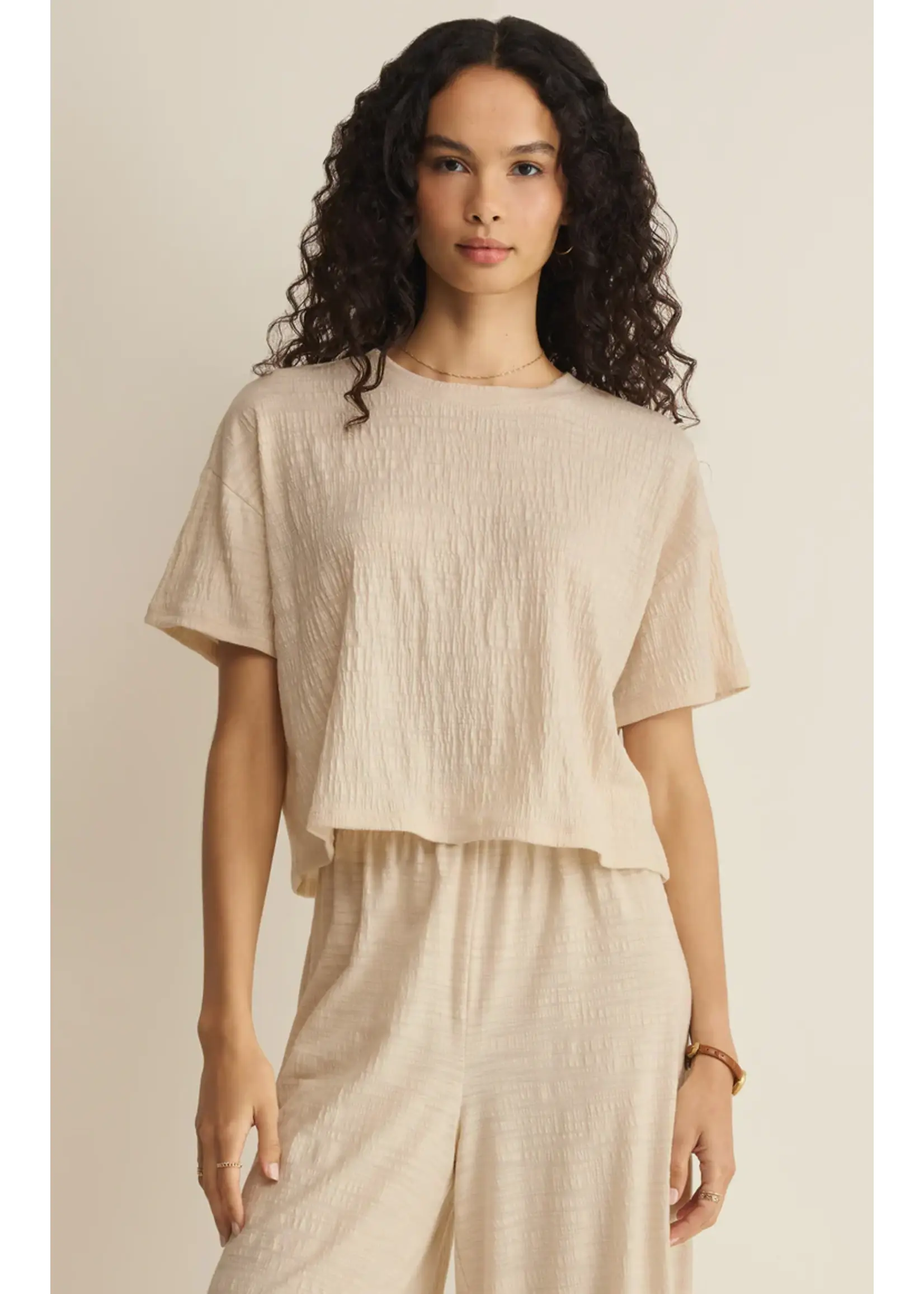 Z Supply Sway Textured Cropped Tee Whisper - ZT262979
