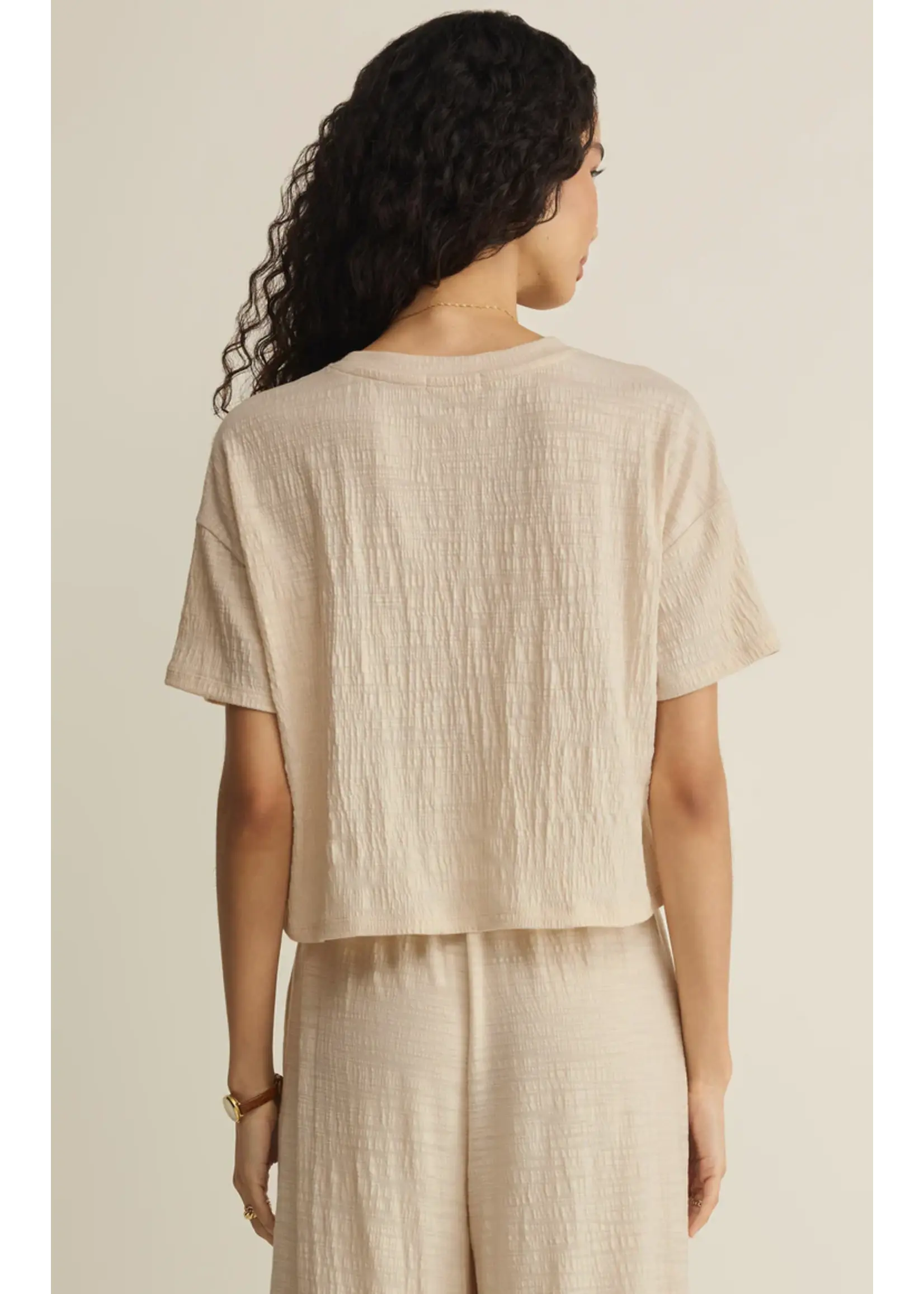 Z Supply Sway Textured Cropped Tee Whisper - ZT262979