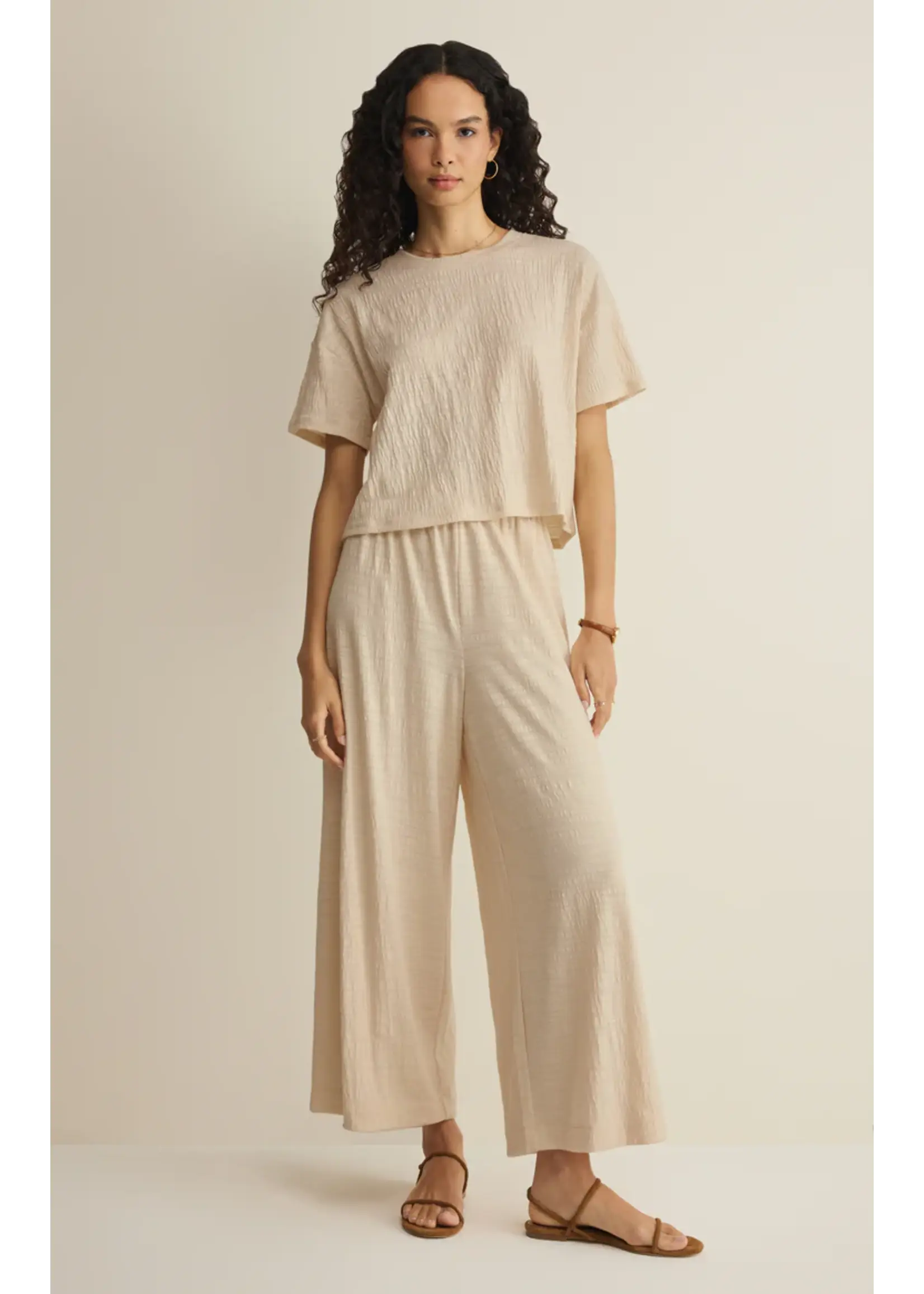 Z Supply Sway Textured Cropped Tee Whisper - ZT262979