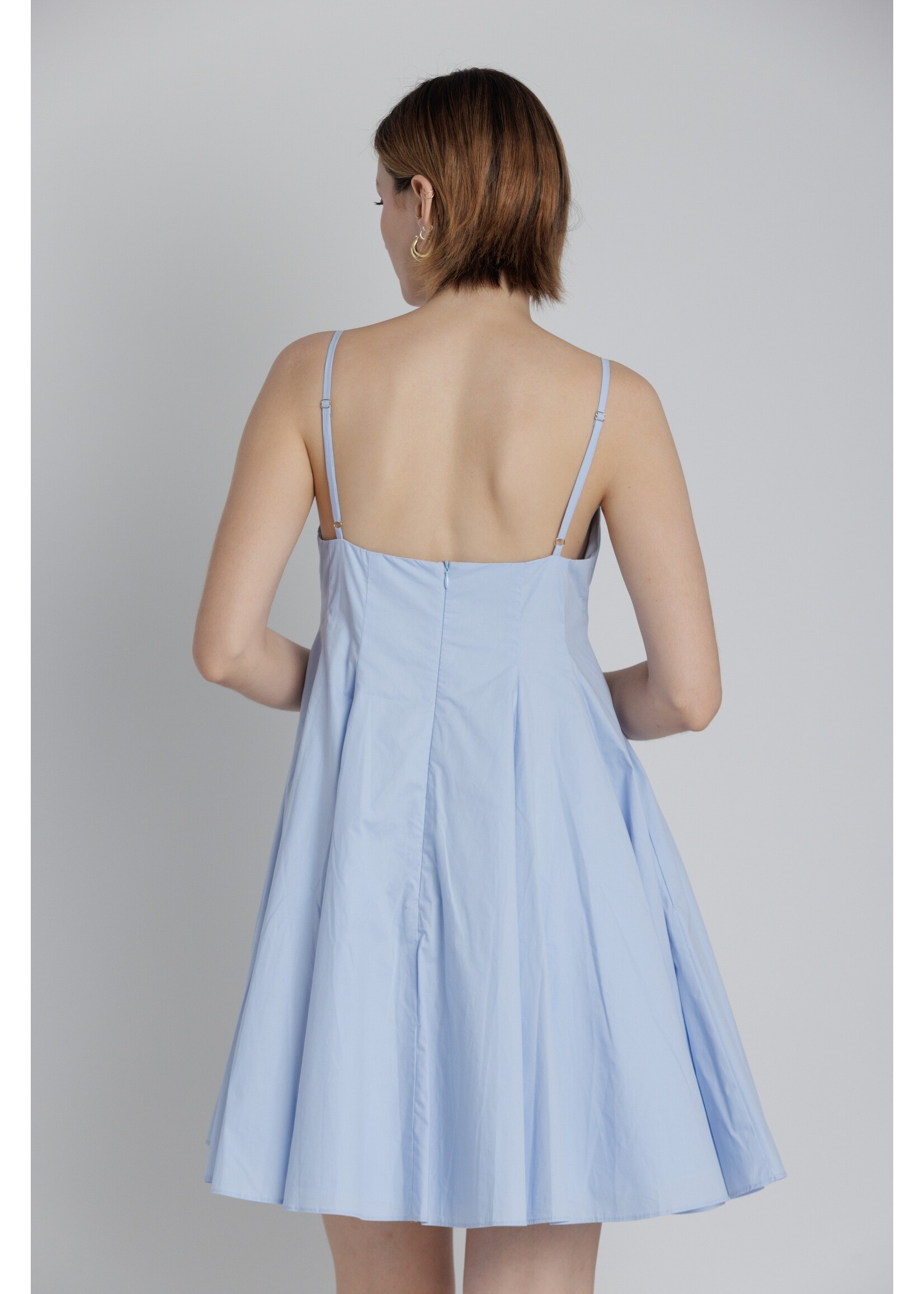 Aureum Pleated Poplin Mini Dress with Ties - AD2406