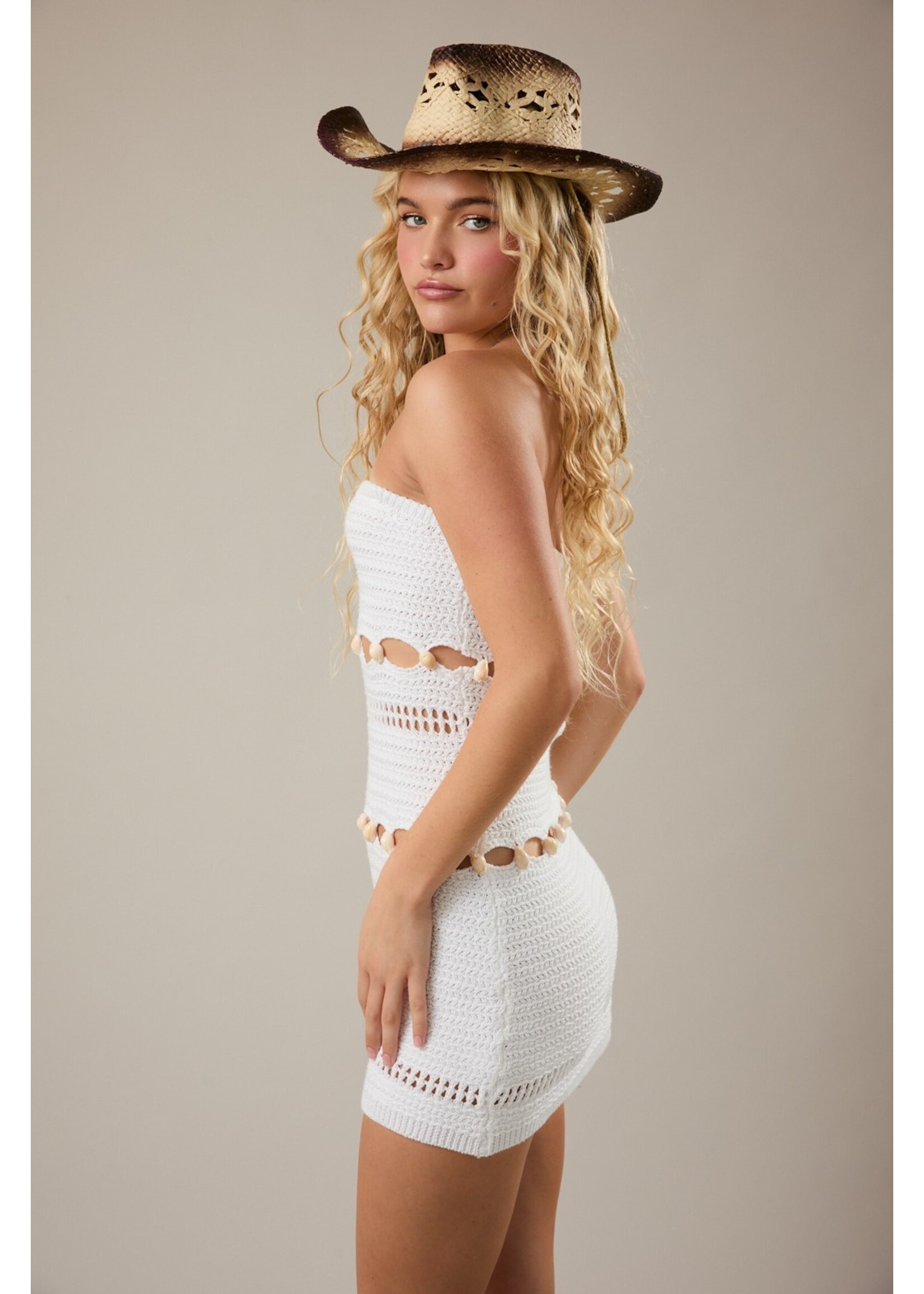 Le Lis Sea Shell Detail Crochet Tube Mini Dress - SWD3639