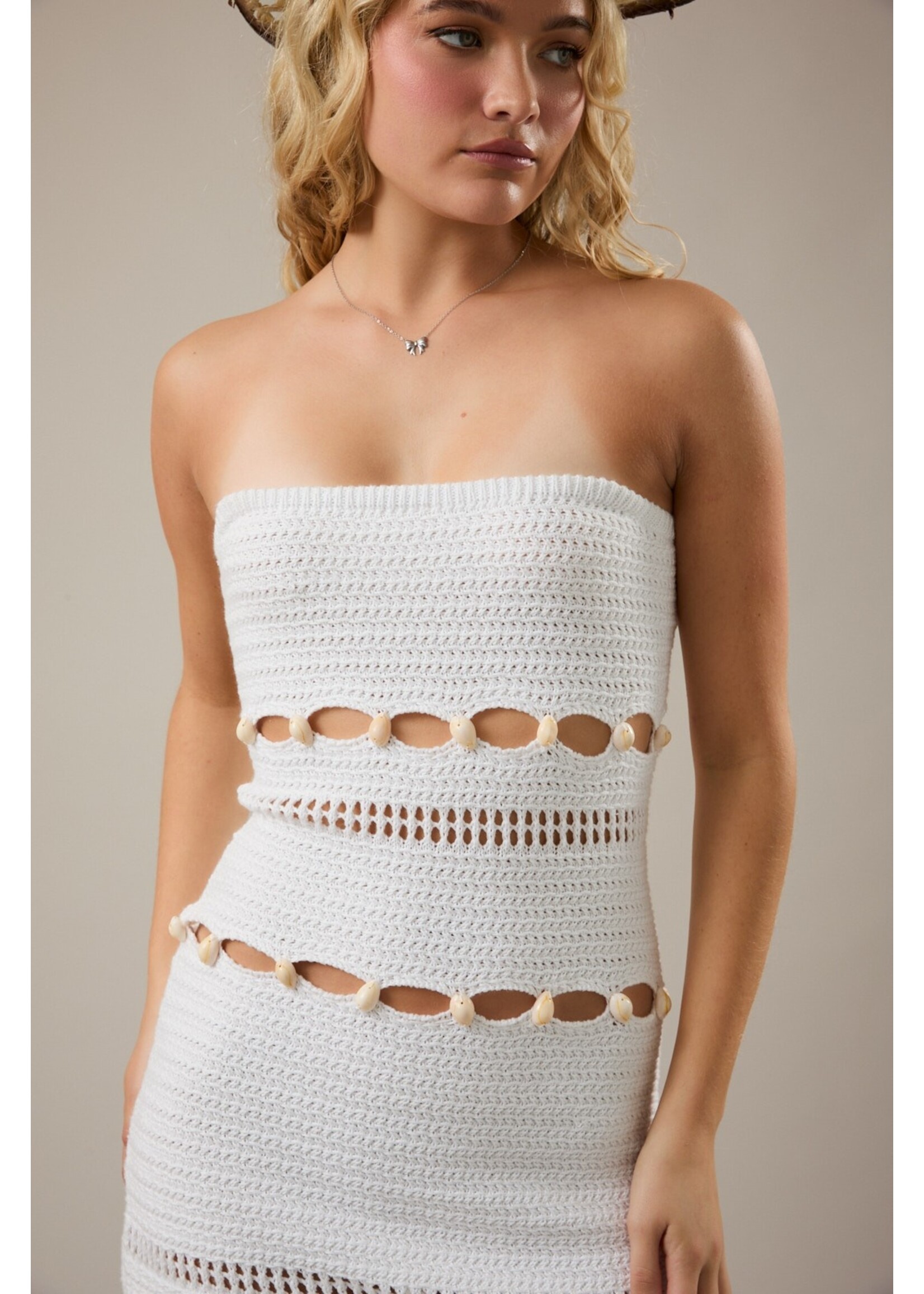 Le Lis Sea Shell Detail Crochet Tube Mini Dress - SWD3639