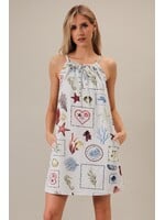 Sunday Edition Ruched Sleeveless Denim Tunneled Tie Front Mini Dress - JD8042