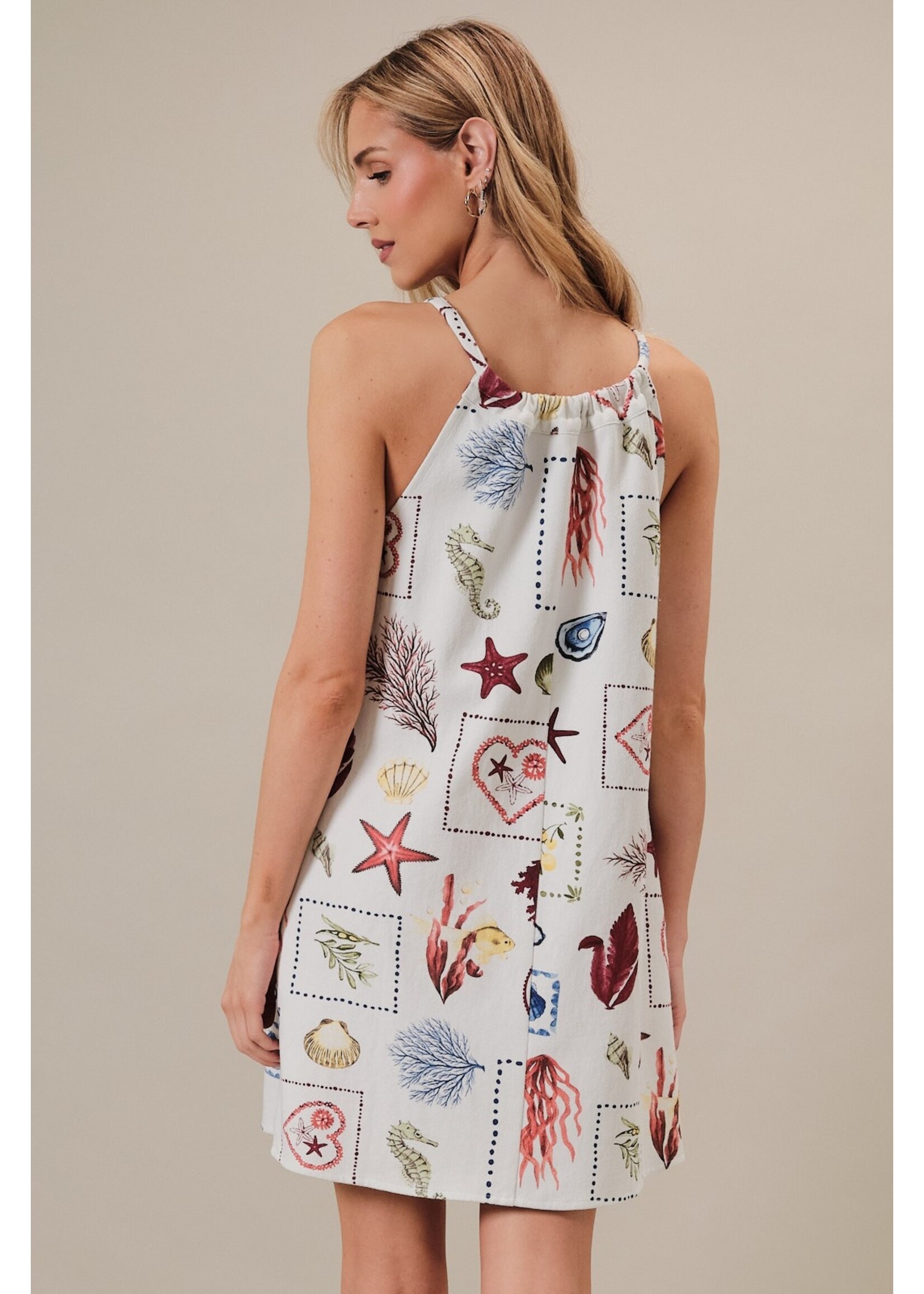 Sunday Edition Ruched Sleeveless Denim Tunneled Tie Front Mini Dress - JD8042