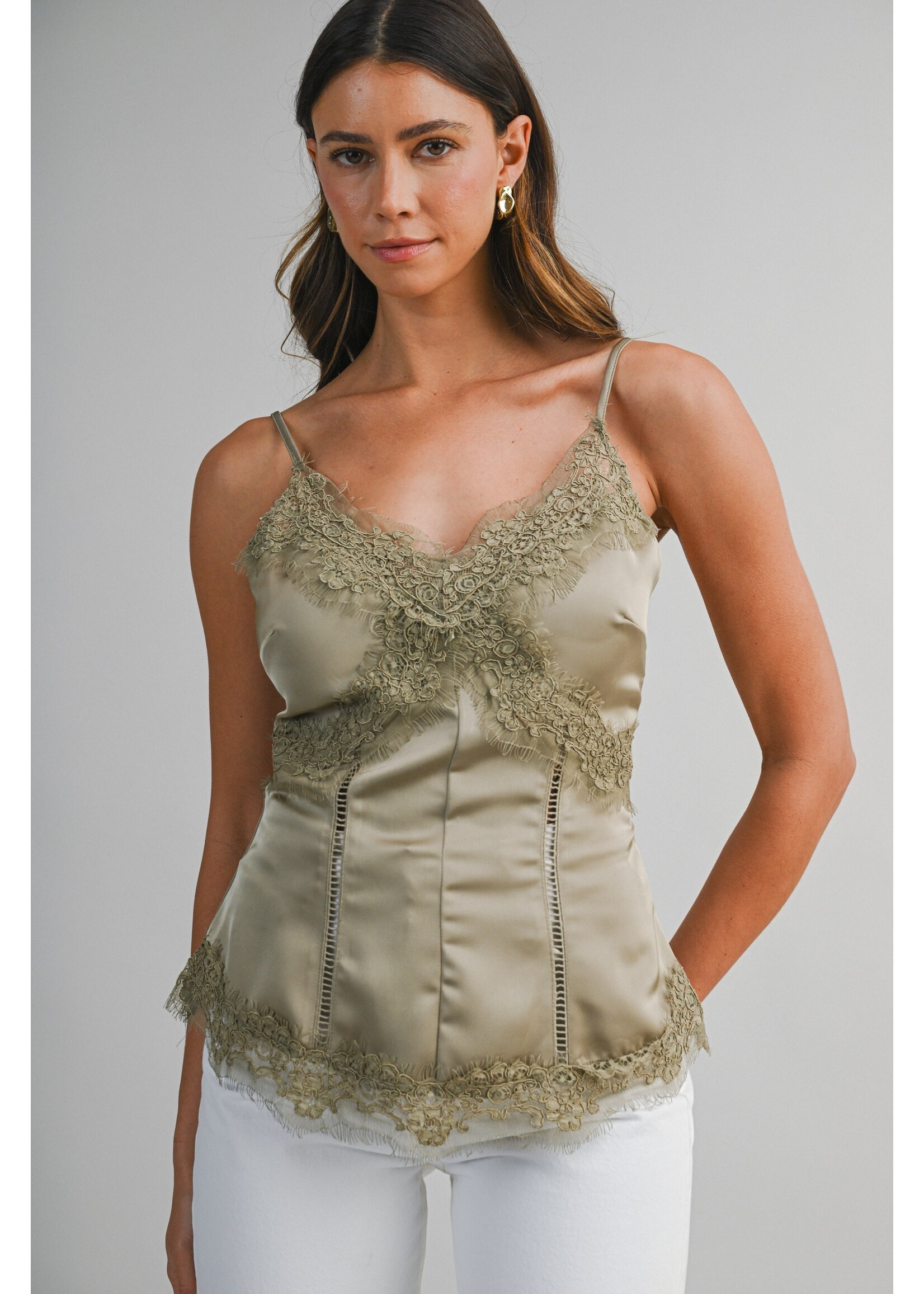 Luvee Lace Trim Satin Camisole - LT1120