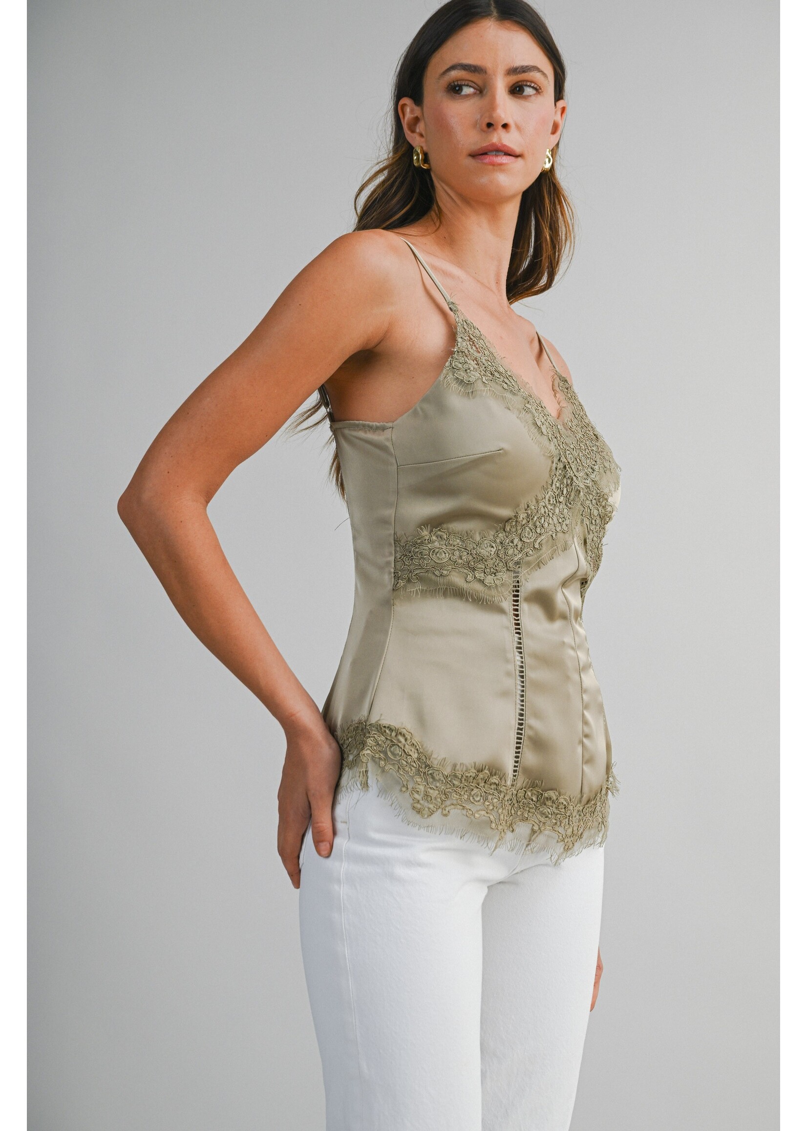 Luvee Lace Trim Satin Camisole - LT1120