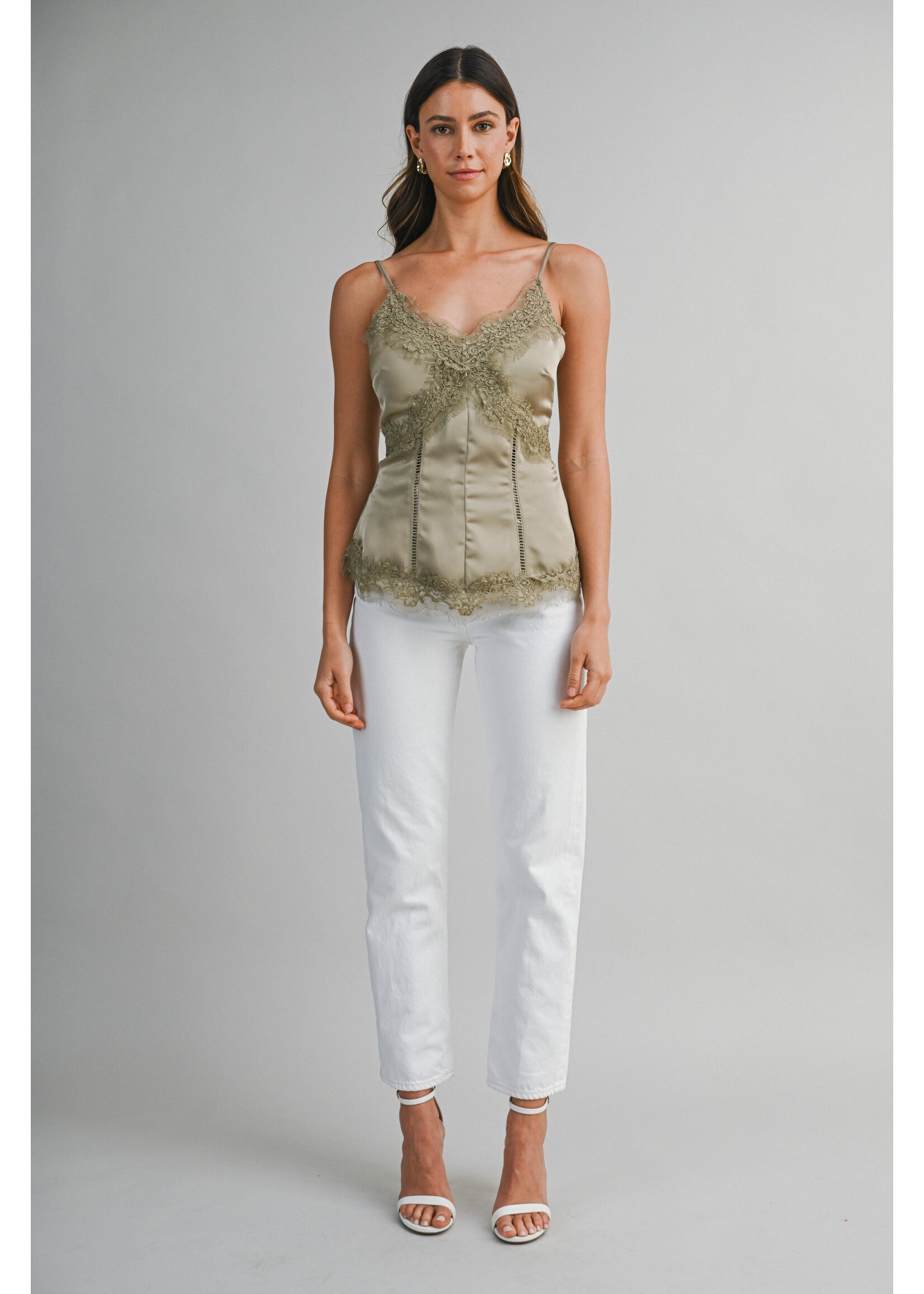 Luvee Lace Trim Satin Camisole - LT1120