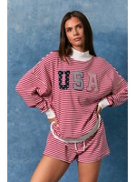 Le Lis Stripe Mock Neck USA Sweatshirt - PT6947-6
