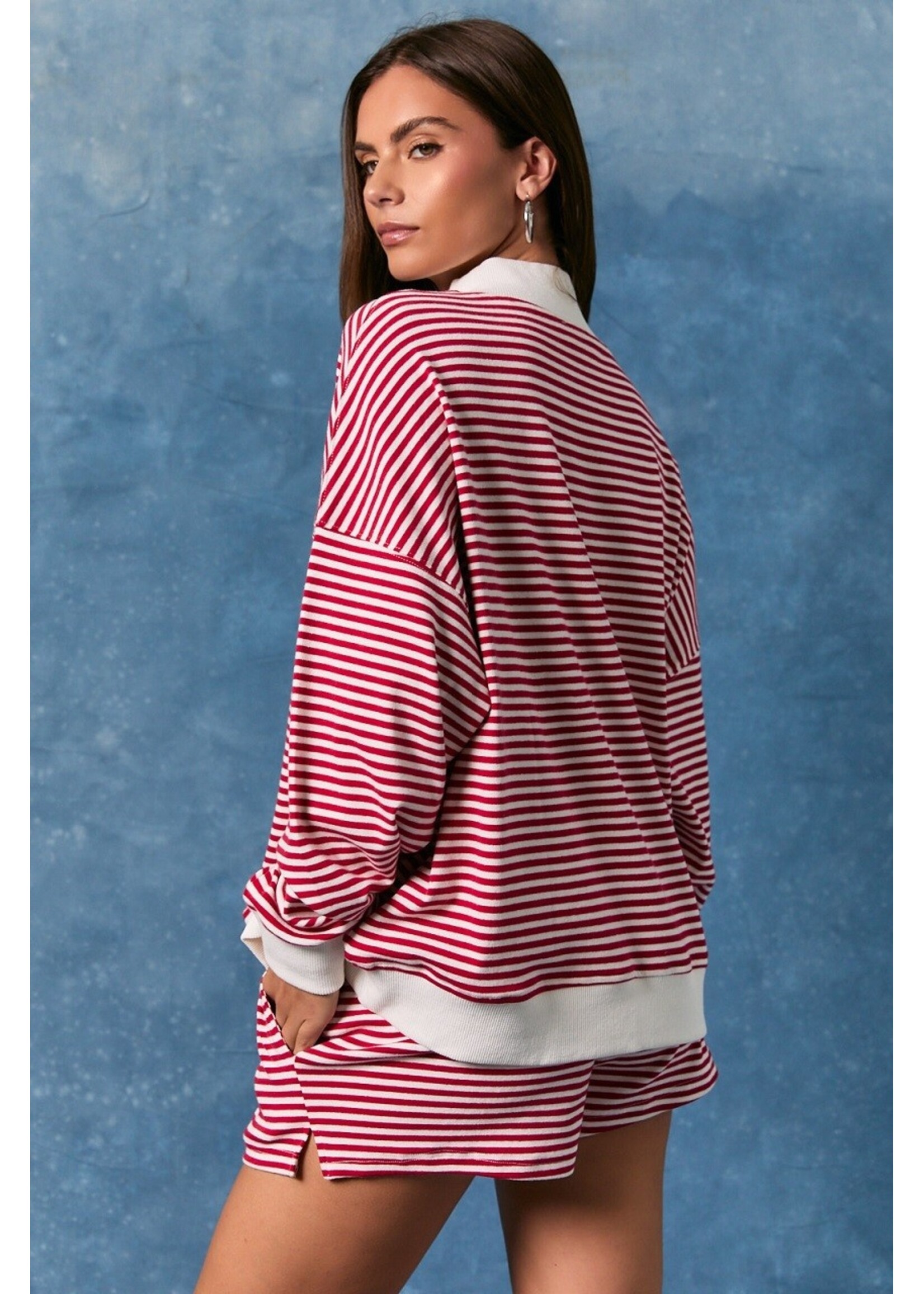 Le Lis Stripe Mock Neck USA Sweatshirt - PT6947-6
