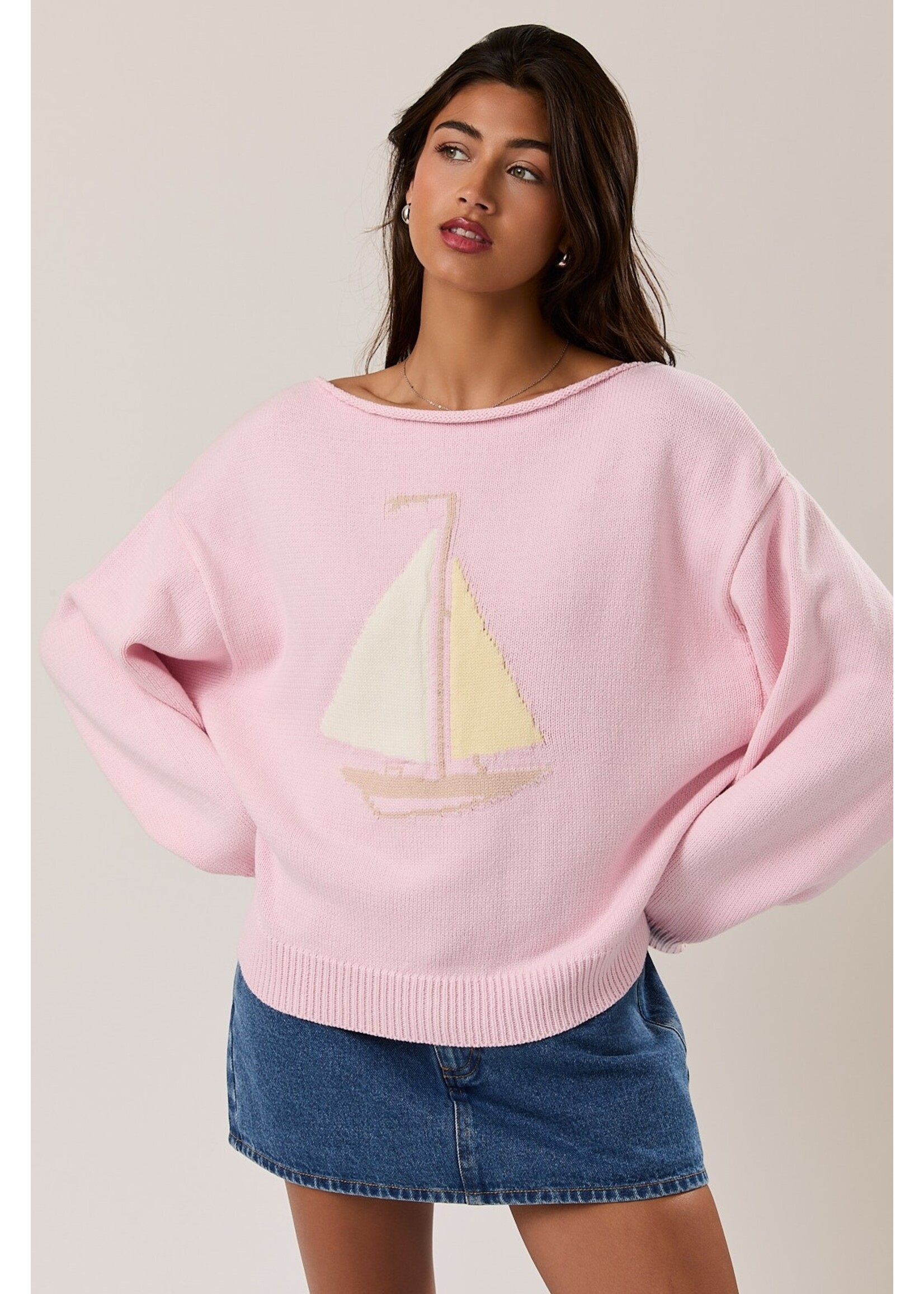 Le Lis Boat Neck Sweater Top - SWT3465