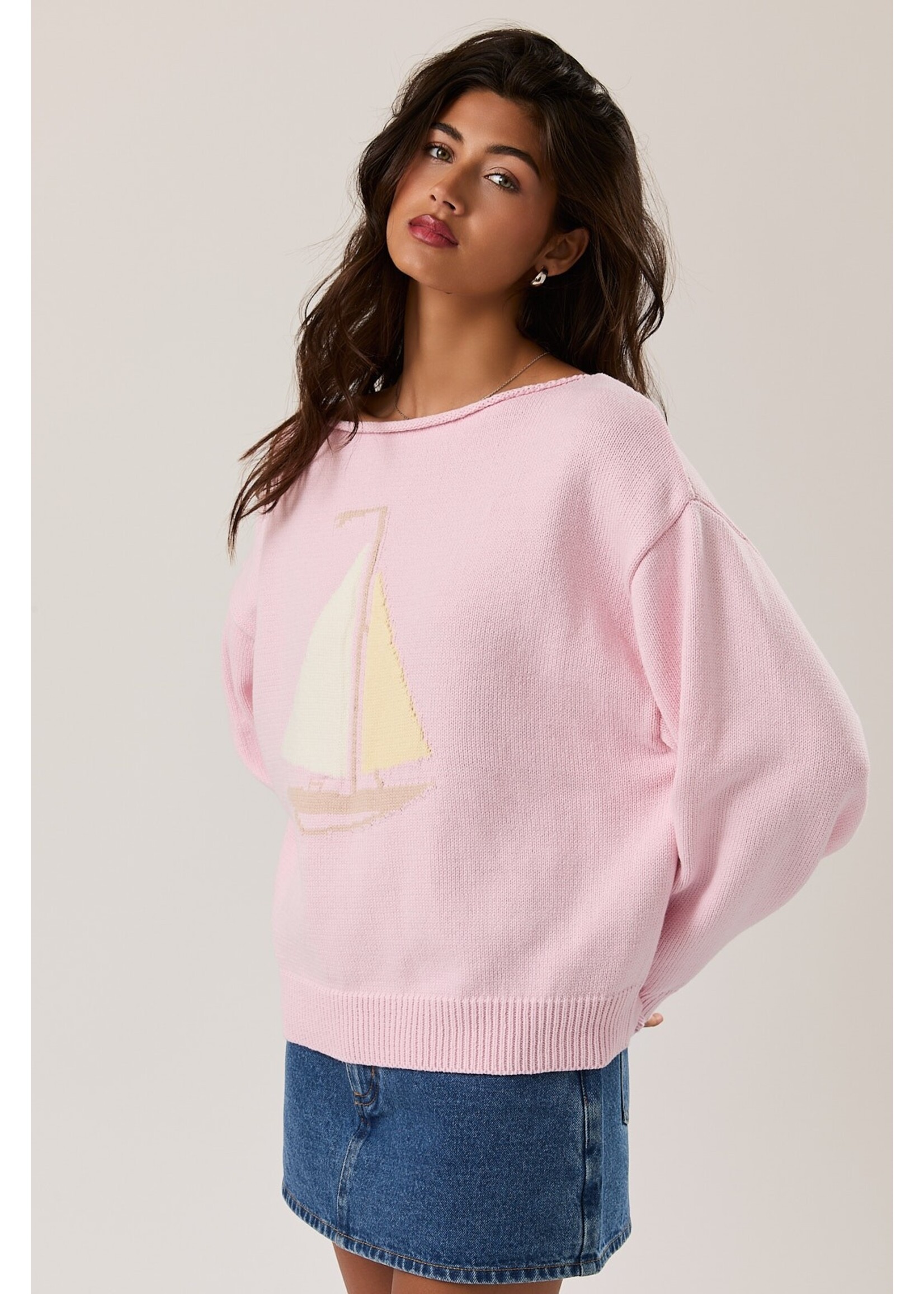 Le Lis Boat Neck Sweater Top - SWT3465