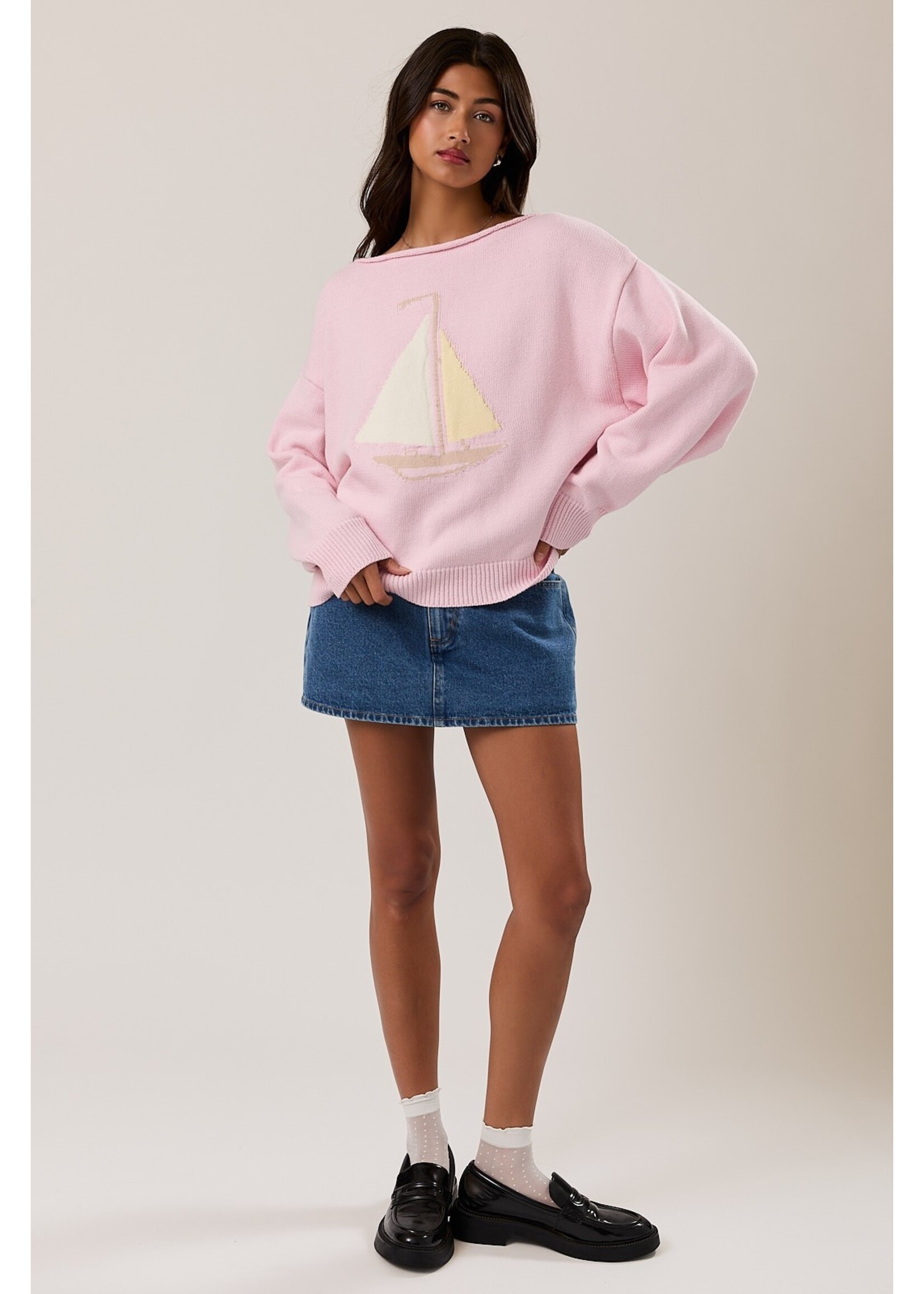 Le Lis Boat Neck Sweater Top - SWT3465