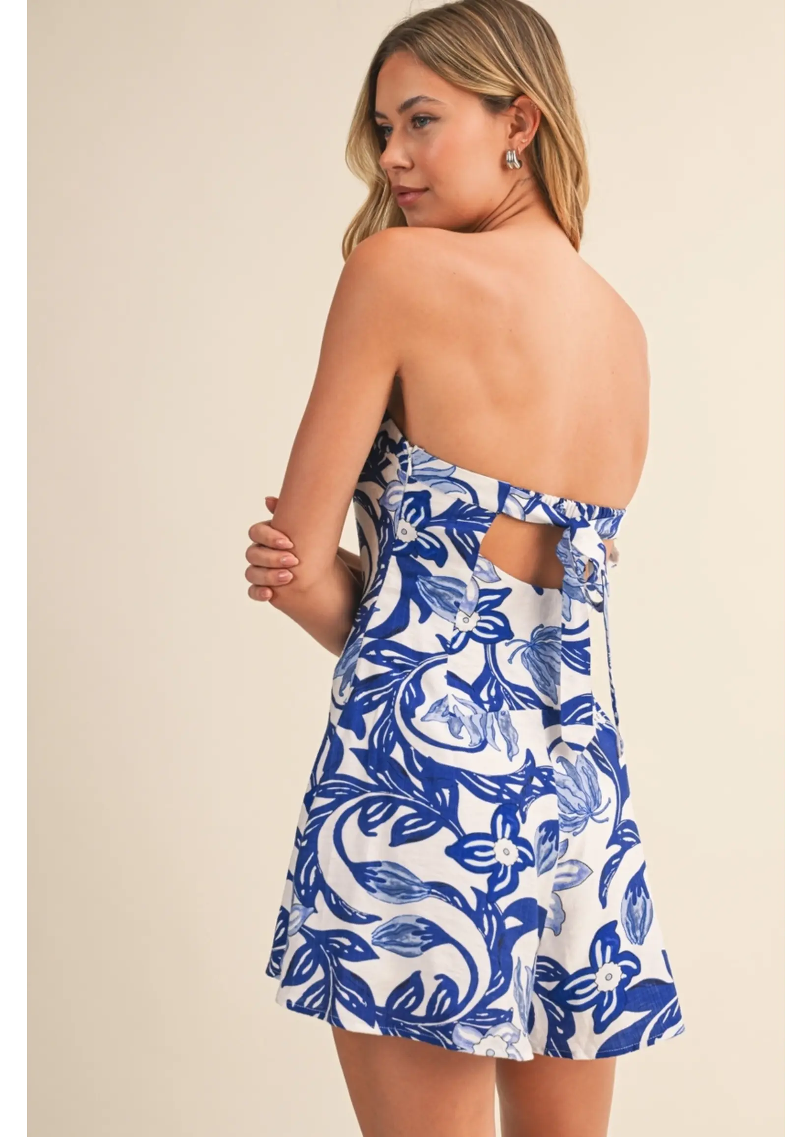 Klesis Floral Back Tie Strapless Romper - IR2414