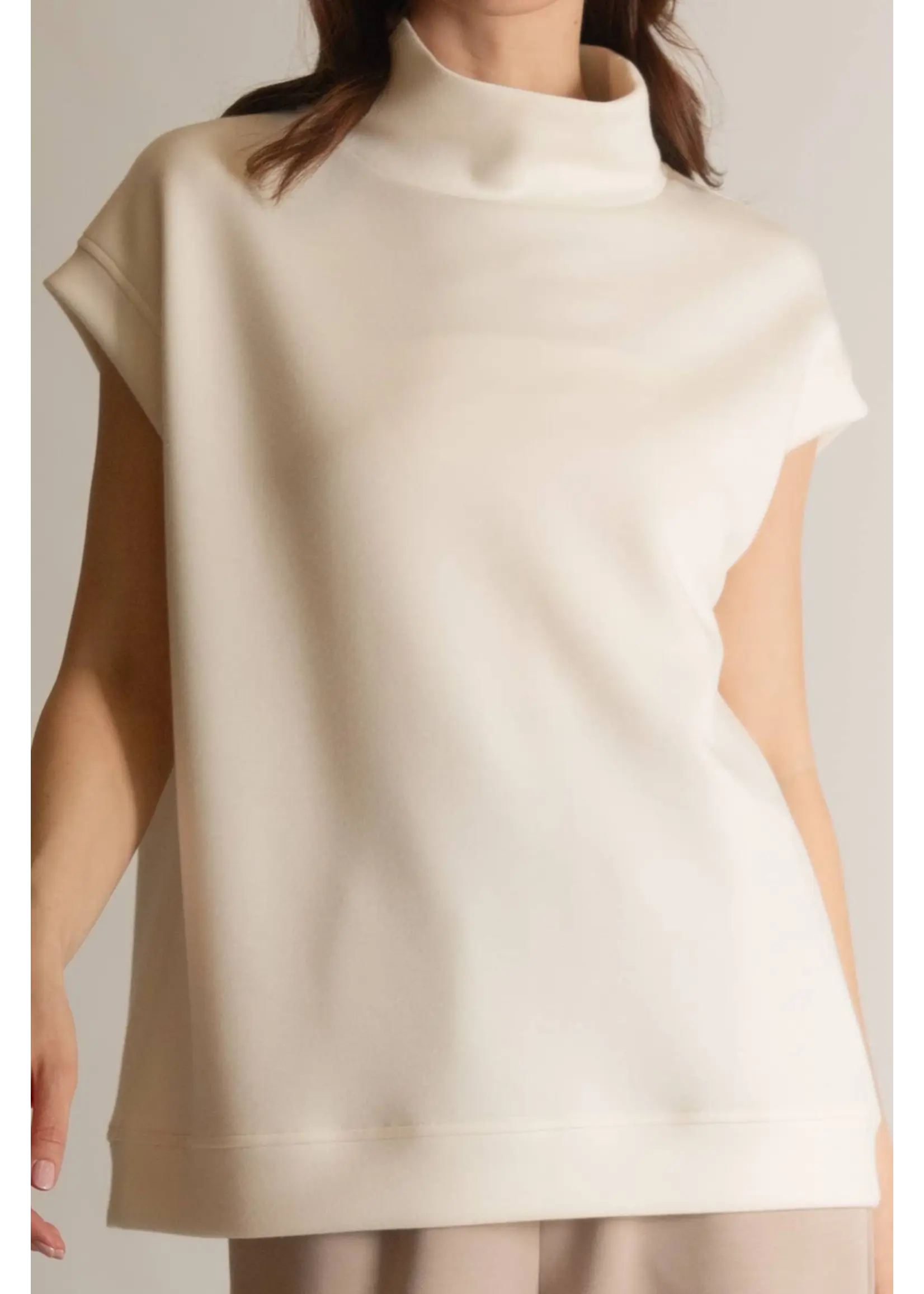 P. Cill Butter Modal Mock Neck Capped Sleeve Top - PT10901