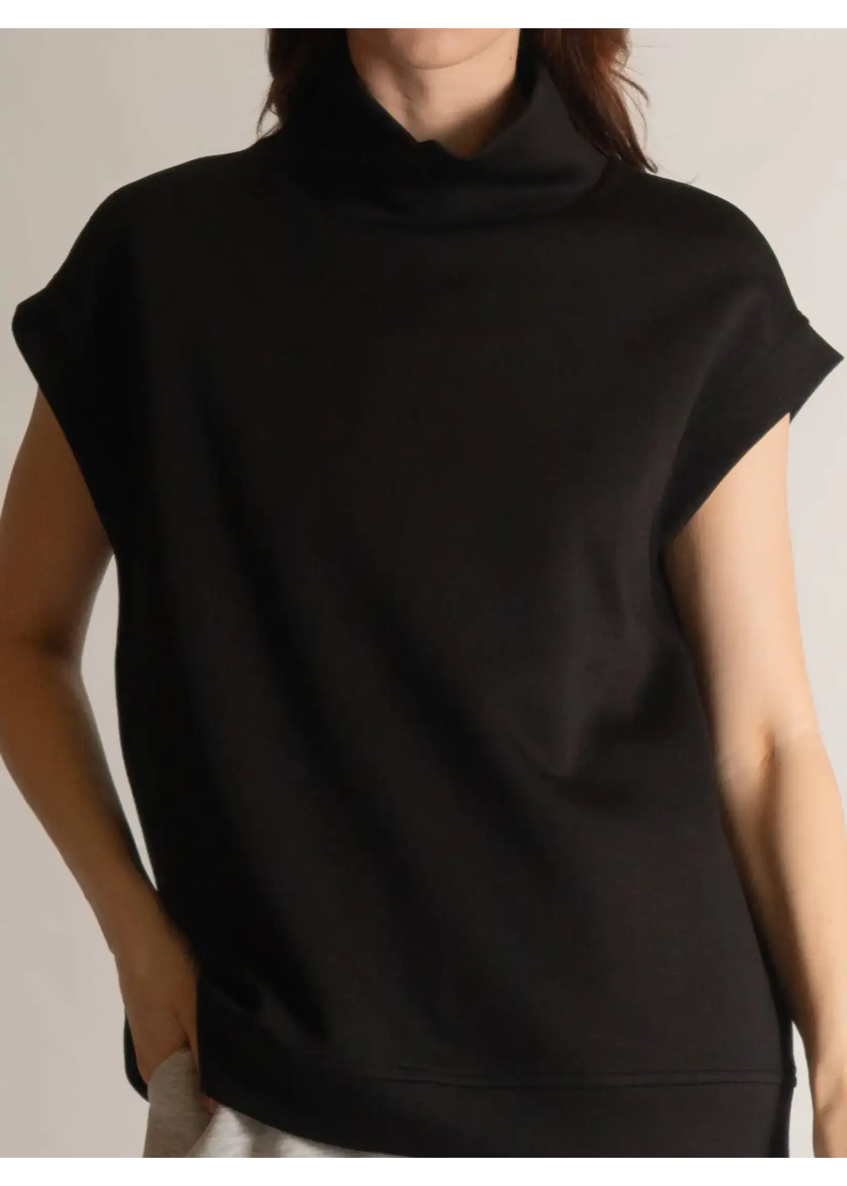 P. Cill Butter Modal Mock Neck Capped Sleeve Top - PT10901