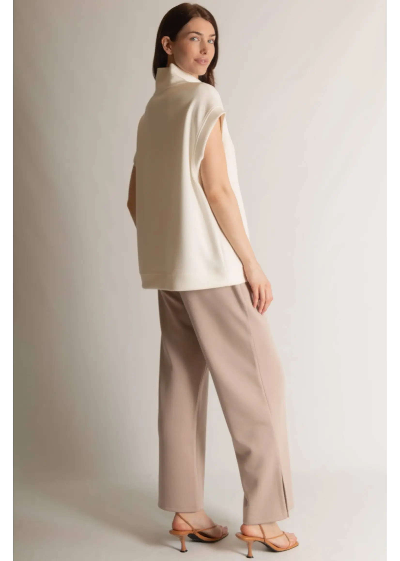 P. Cill Butter Modal Mock Neck Capped Sleeve Top - PT10901