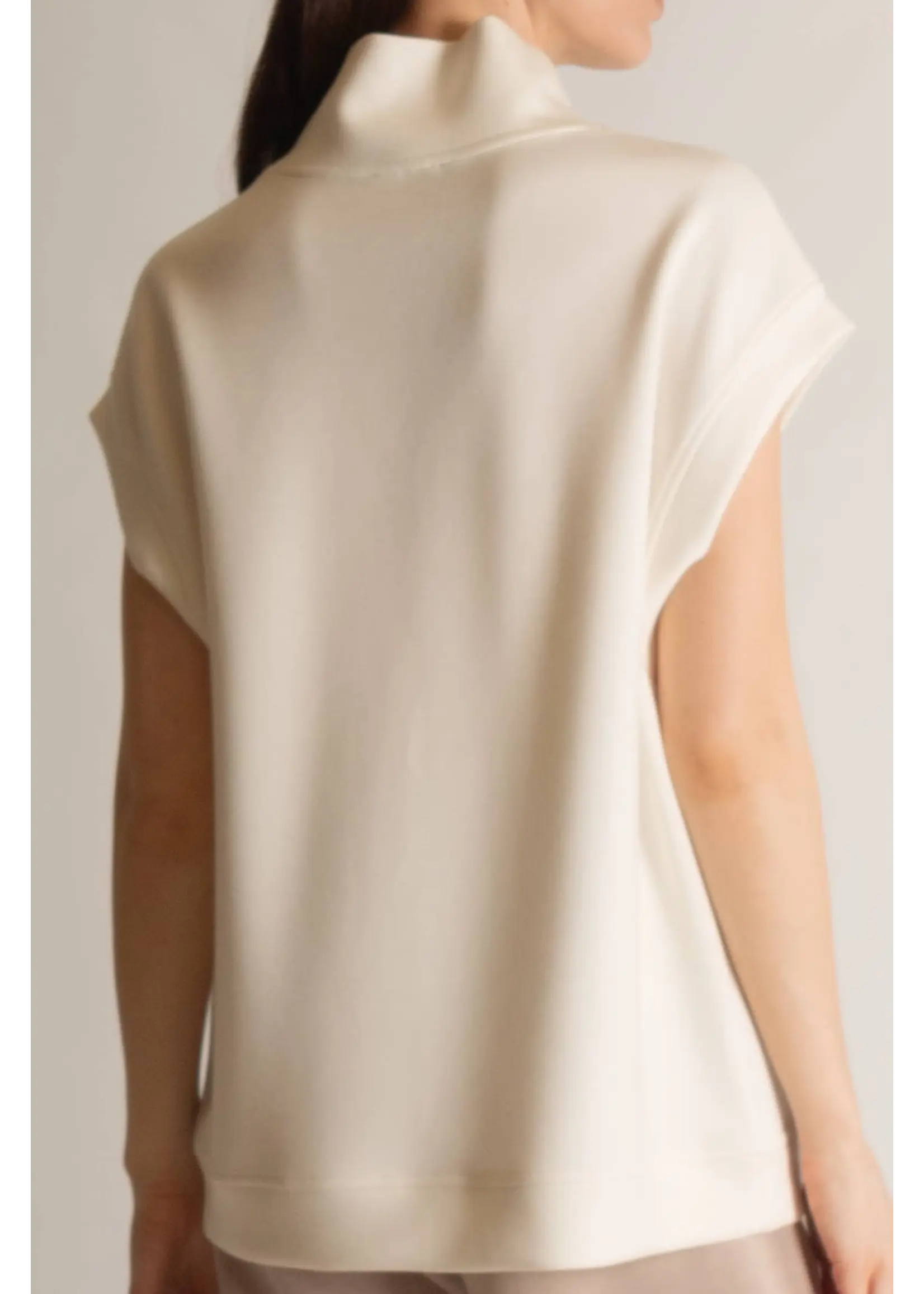 P. Cill Butter Modal Mock Neck Capped Sleeve Top - PT10901