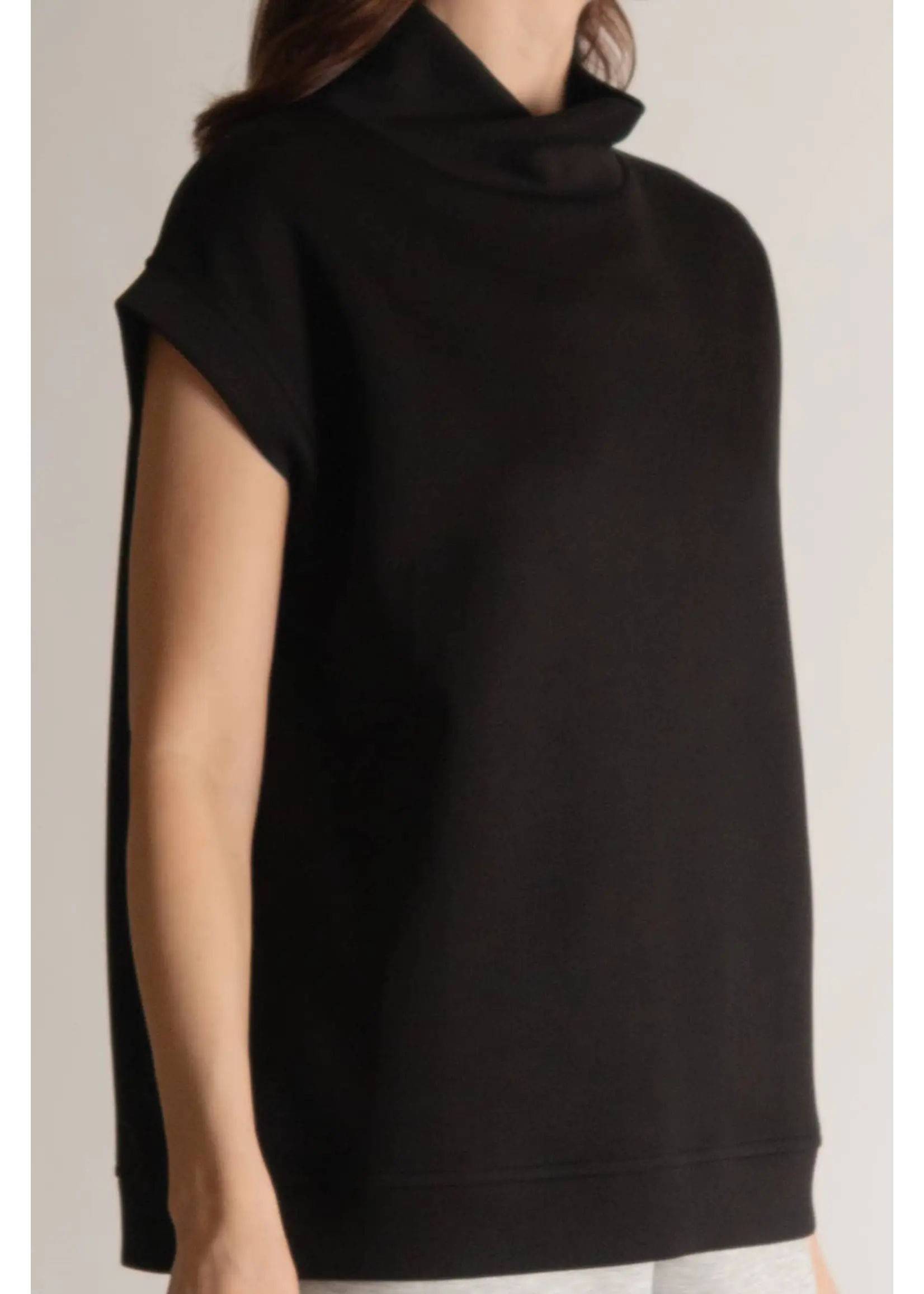 P. Cill Butter Modal Mock Neck Capped Sleeve Top - PT10901
