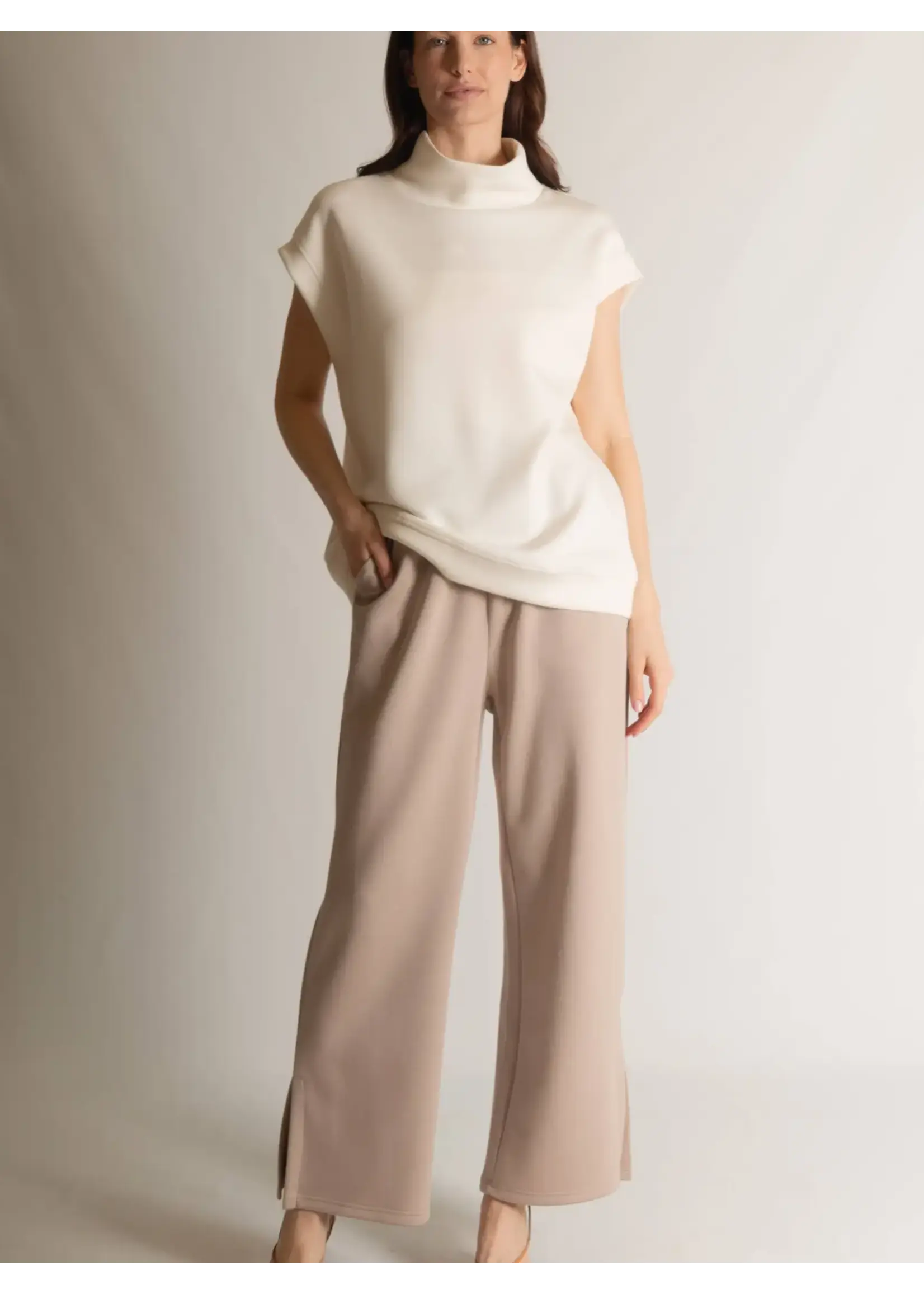 P. Cill Butter Modal Mock Neck Capped Sleeve Top - PT10901