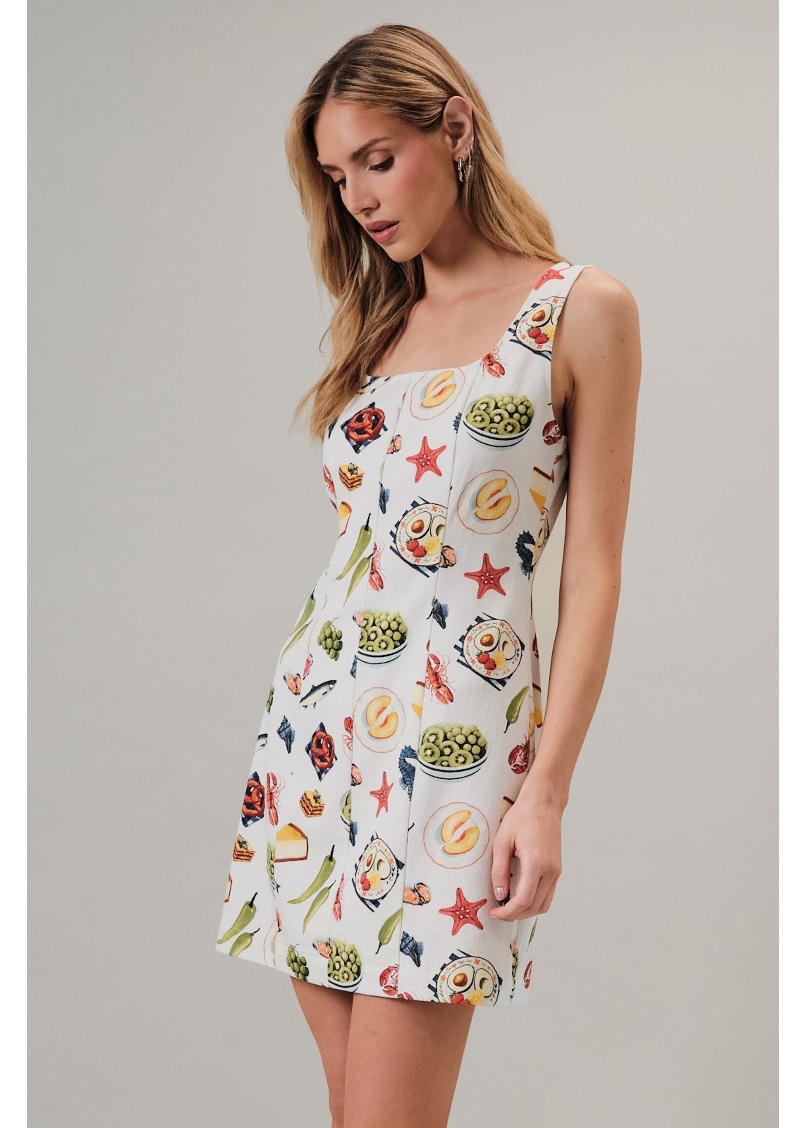 Sunday Edition Square Neck Sleeveless Nautical Denim Mini Dress - JD8039