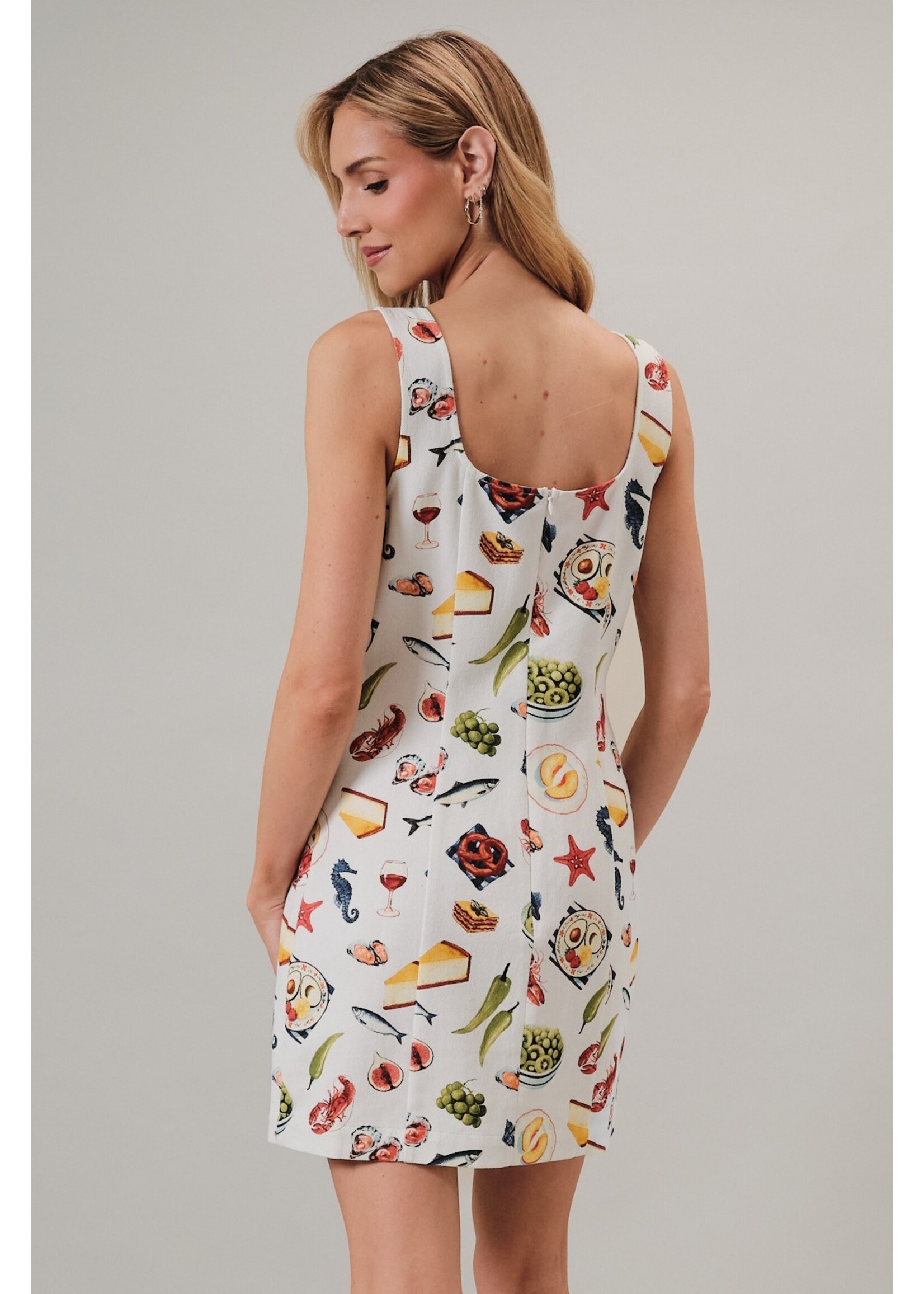 Sunday Edition Square Neck Sleeveless Nautical Denim Mini Dress - JD8039