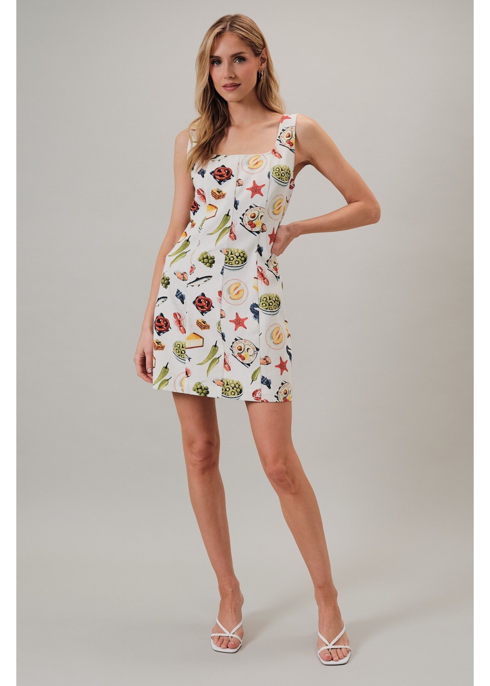 Sunday Edition Square Neck Sleeveless Nautical Denim Mini Dress - JD8039