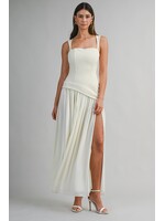 Mable Asymmetrical Chiffon Combination Maxi Dress - MD6589