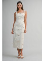 Mable Bow Trim Detail Square Neck Sleeveless Midi Dress - MD6607