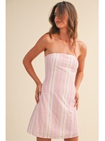 Klesis Stripe Strapless A Line Mini Dress - ID10296