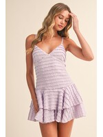 Klesis Ruffled Smocking Sleeveless Knit Tiered Flare Romper - IR2440