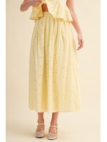 Klesis Eyelet Peplum Cami and Pleated Flare Midi Skirt - IST6512