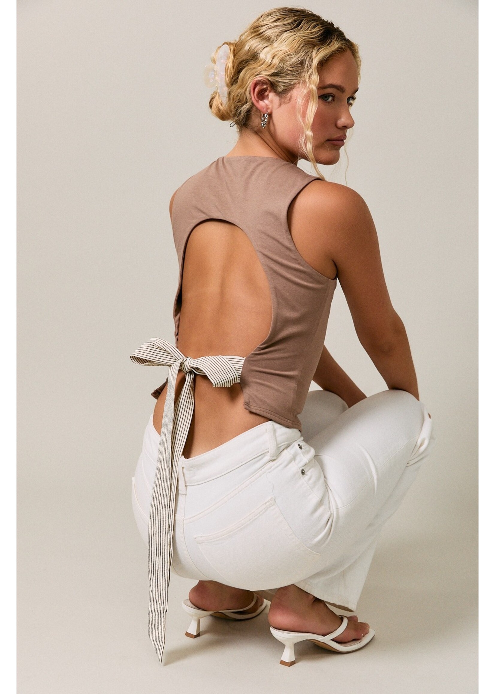 Le Lis Self Double Square Neck Top - PT7314