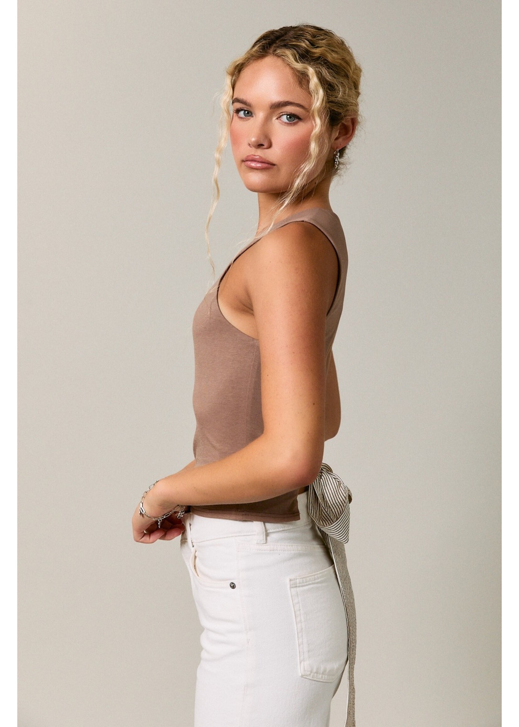 Le Lis Self Double Square Neck Top - PT7314