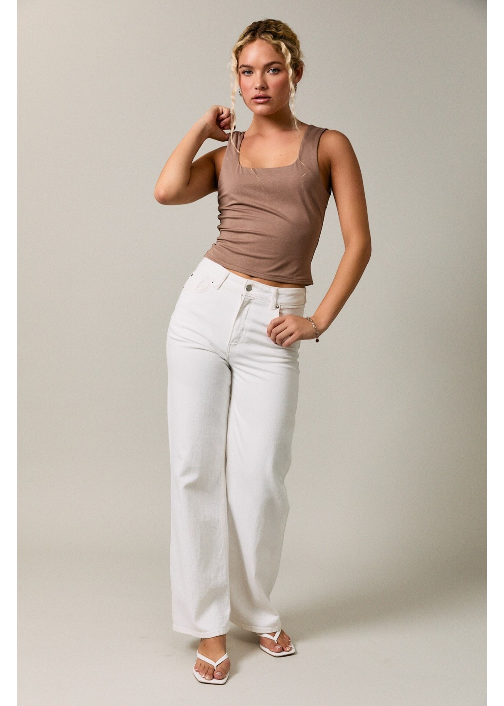 Le Lis Self Double Square Neck Top - PT7314