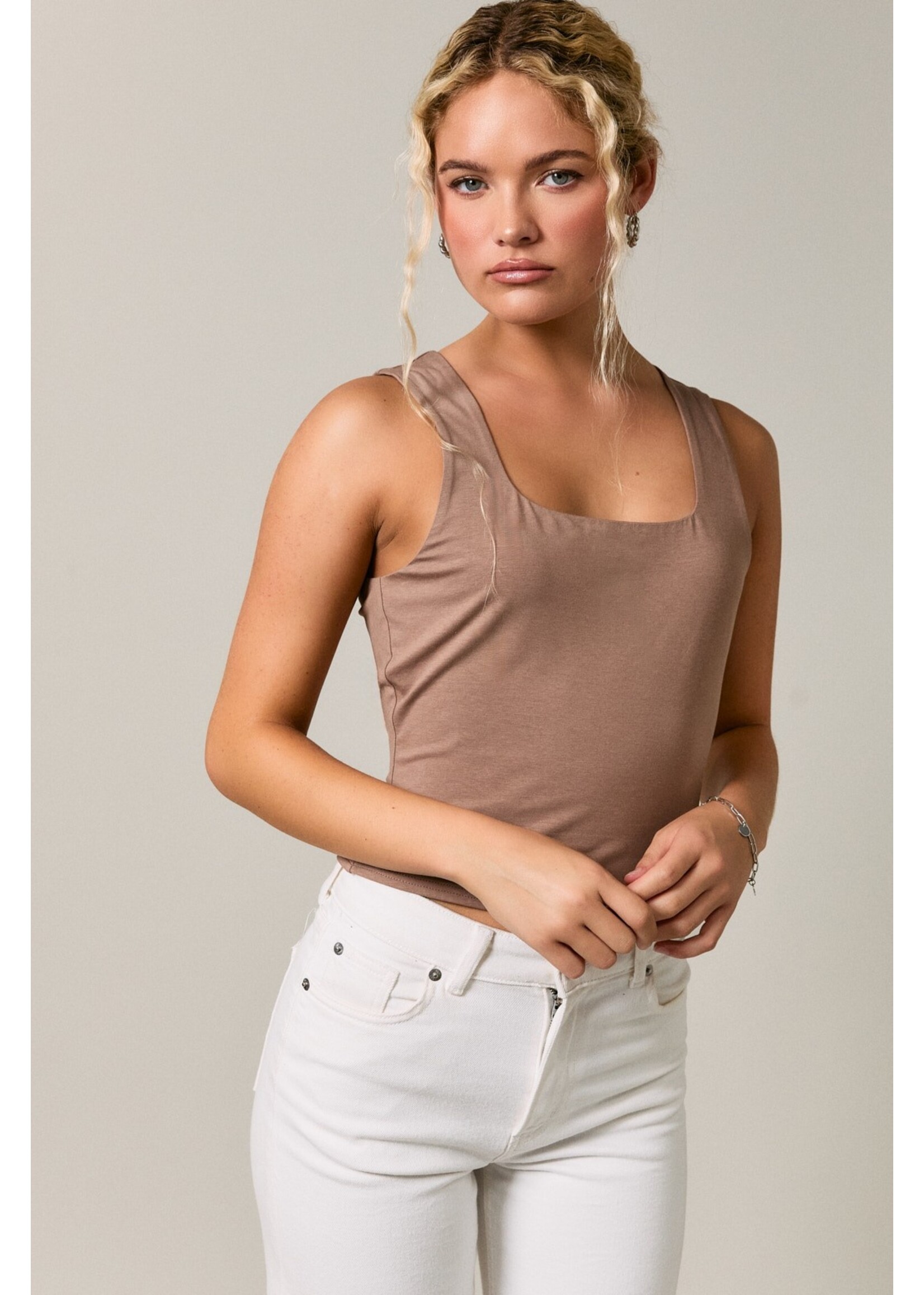 Le Lis Self Double Square Neck Top - PT7314