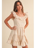 Klesis Scallop Embroidered Ruffle Sleeveless Tiered Mini Dress - ID10243